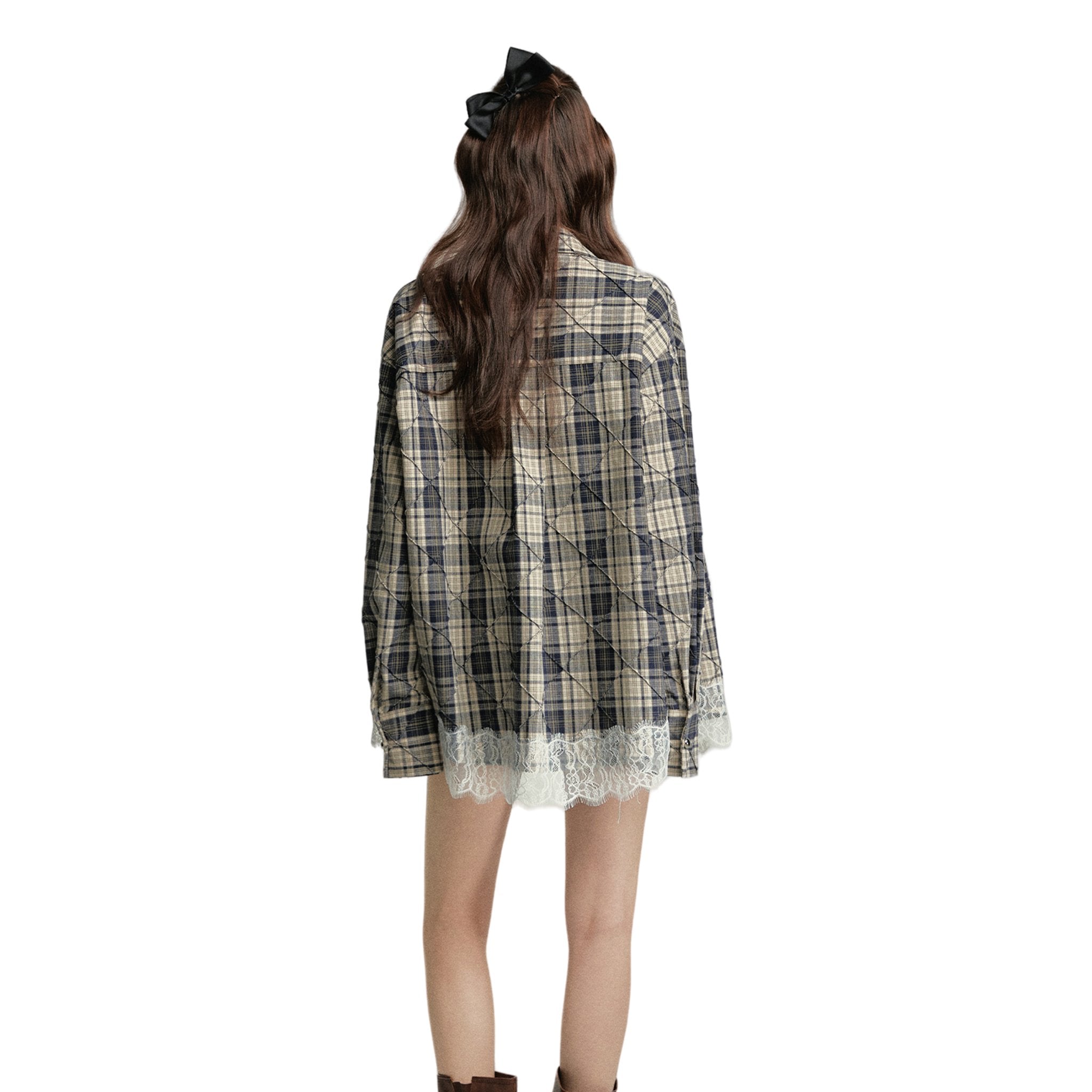 SOMESOWE Lace Plaid Shirt | MADA IN CHINA