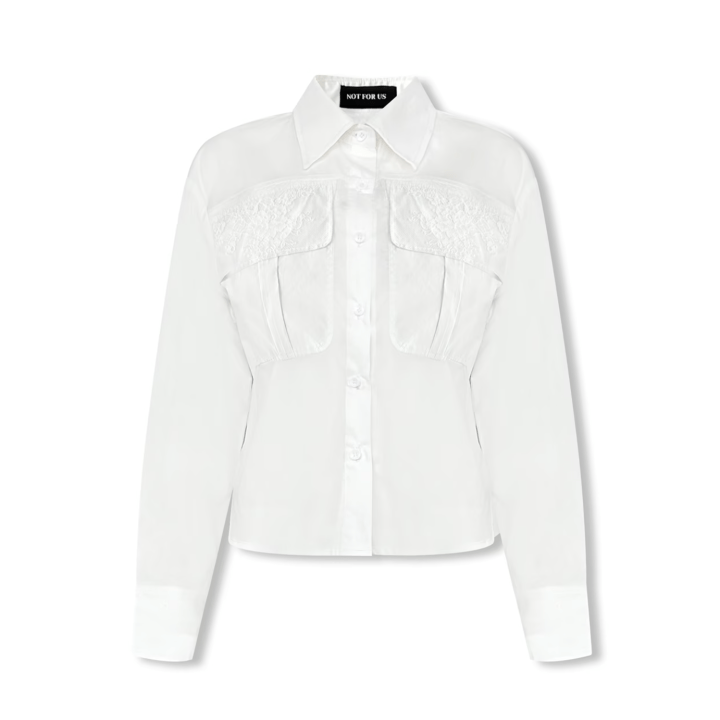NOT FOR US Lace Pocket Shirt in White | MADAX