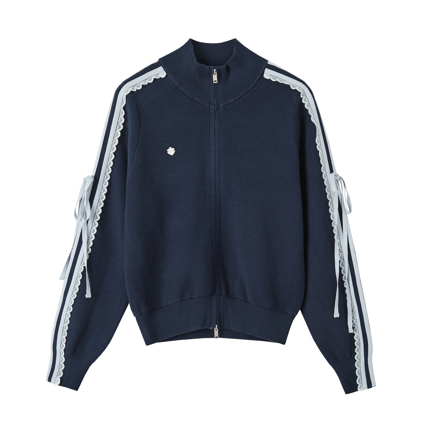 SOMESOWE Lace Sports Knit Cardigan In Dark Blue | MADAX