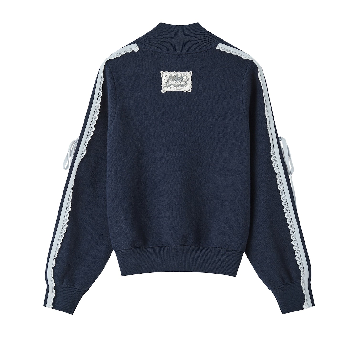 SOMESOWE Lace Sports Knit Cardigan In Dark Blue | MADAX