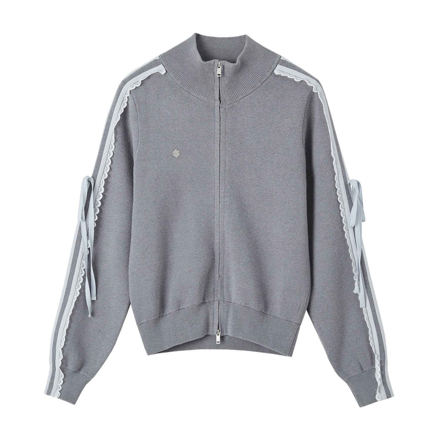 SOMESOWE Lace Sports Knit Cardigan In Gray | MADAX