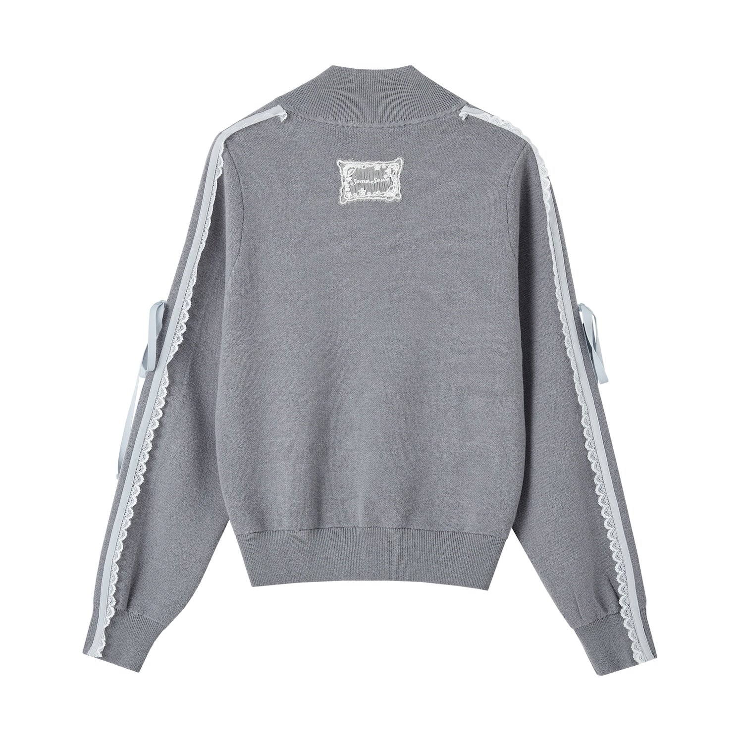 SOMESOWE Lace Sports Knit Cardigan In Gray | MADAX