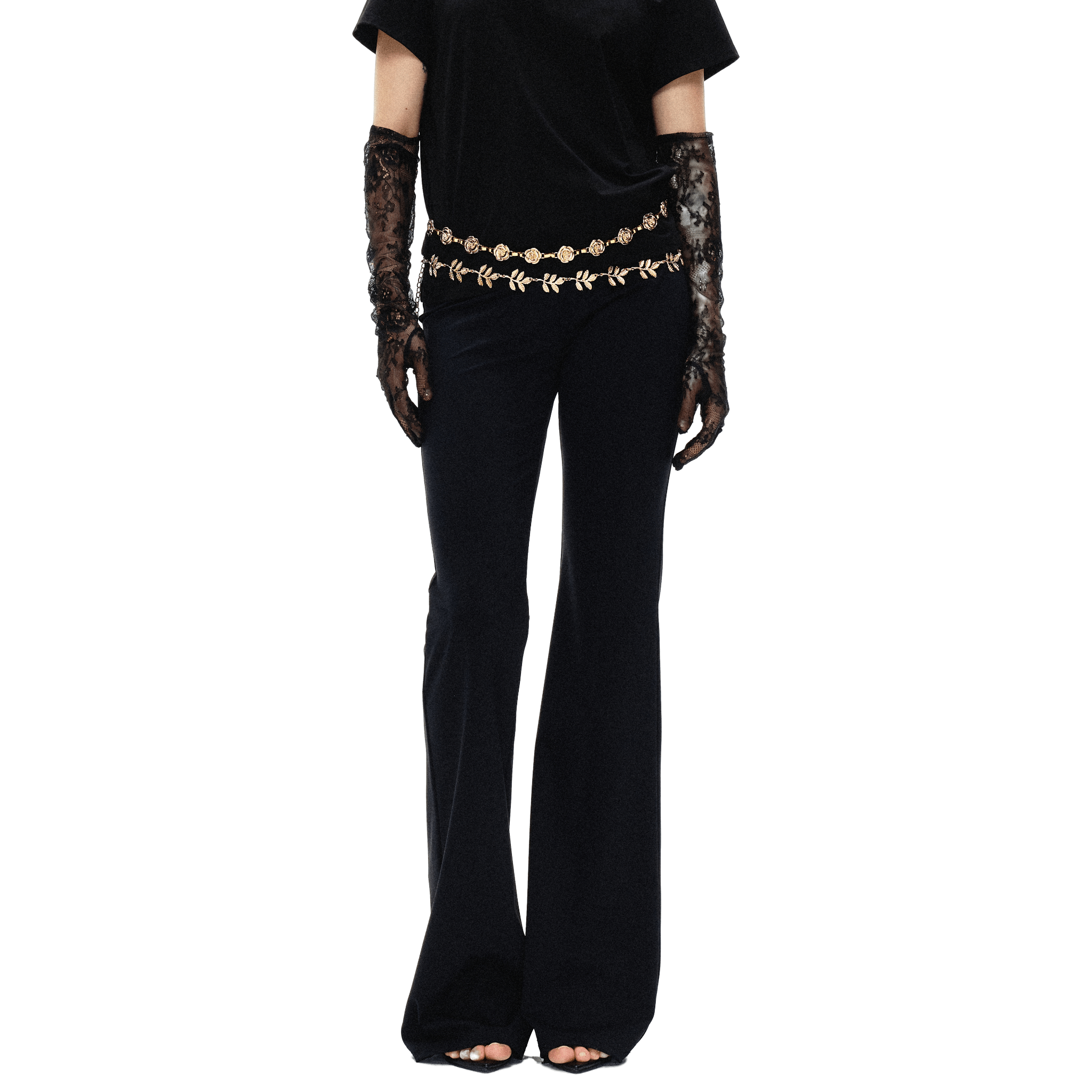 ARTE PURA Lace Stretch Flared Pants IN Black | MADAX