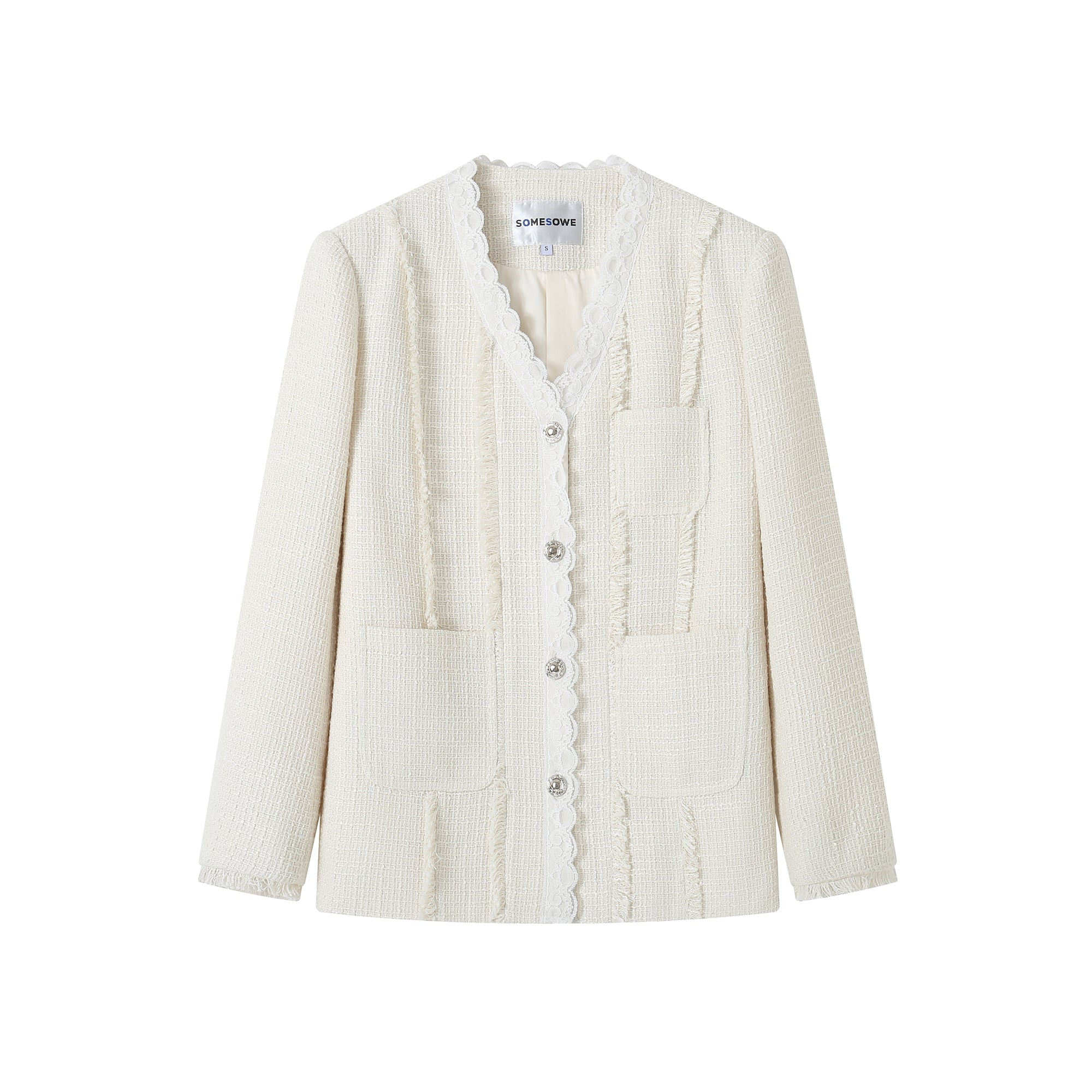 SOMESOWE Lace tassel White Jacket | MADA IN CHINA