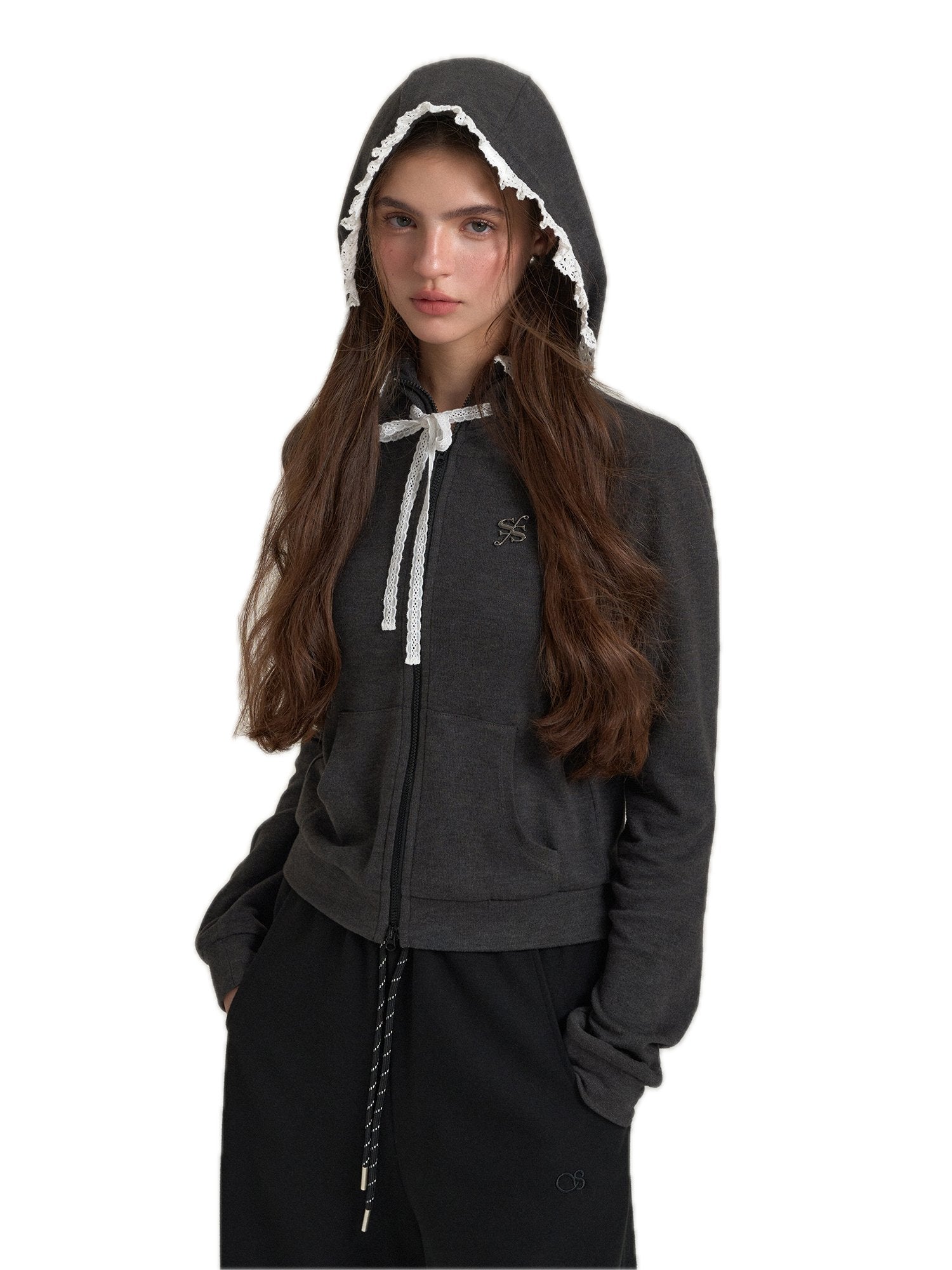 SOMESOWE Lace Trim Hoodie | MADAX