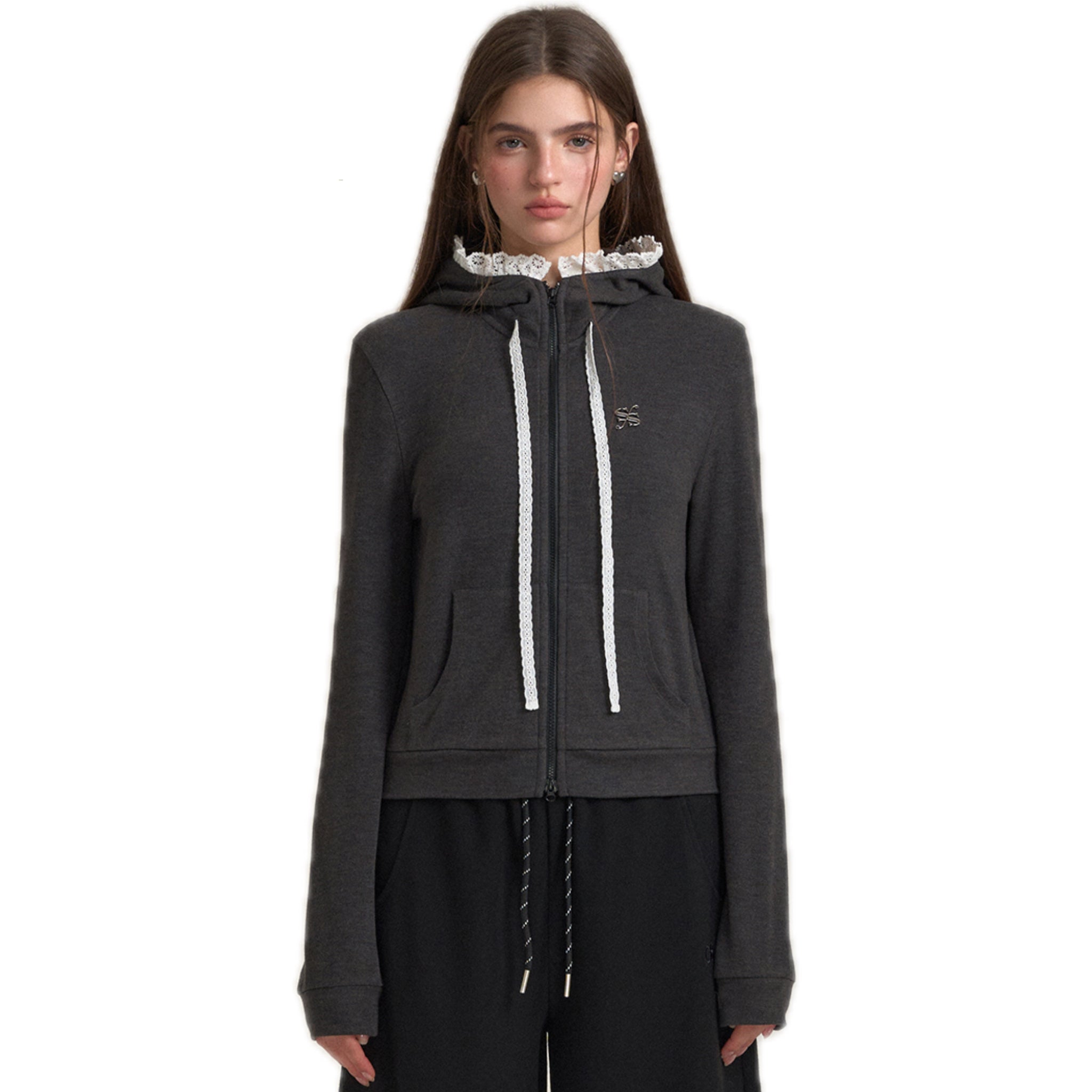 SOMESOWE Lace Trim Hoodie | MADAX