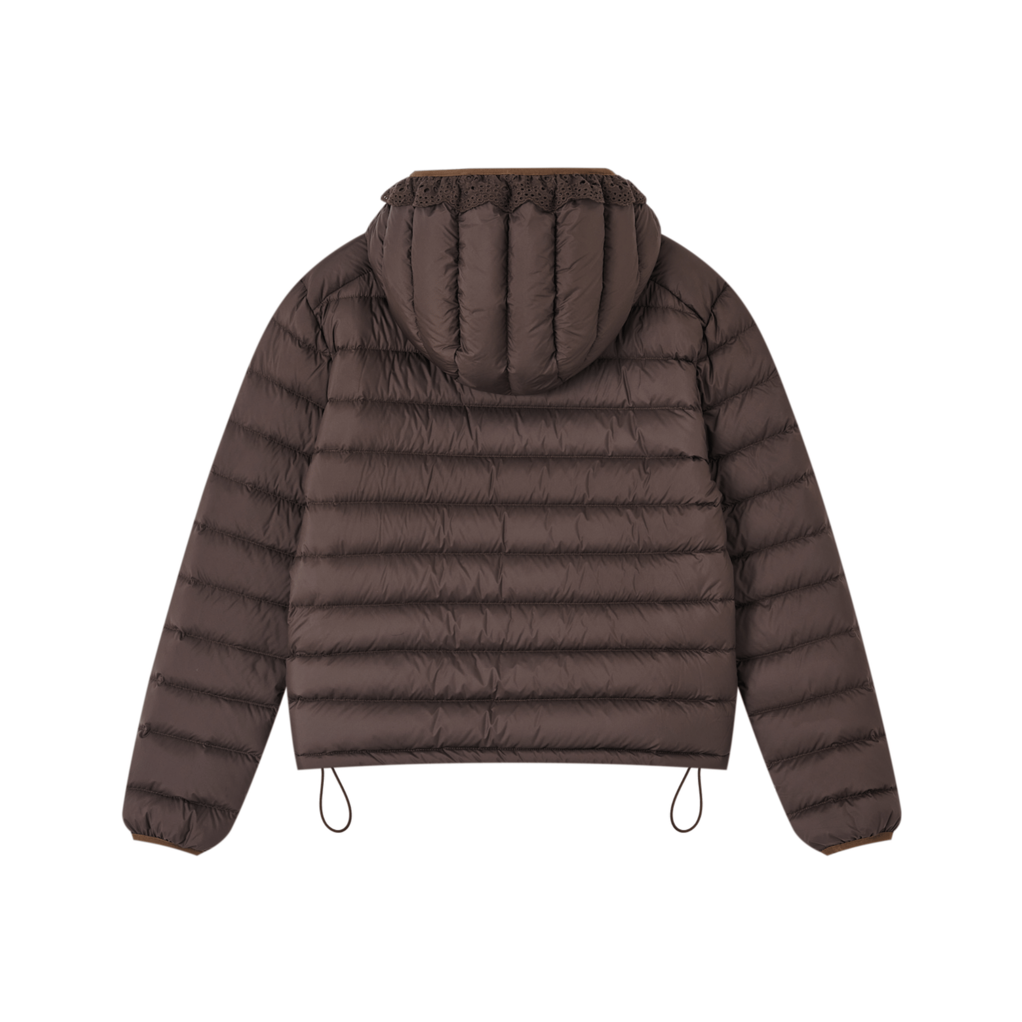 SOMESOWE Lace - trimmed Hooded Down Jacket in Brown | MADAX