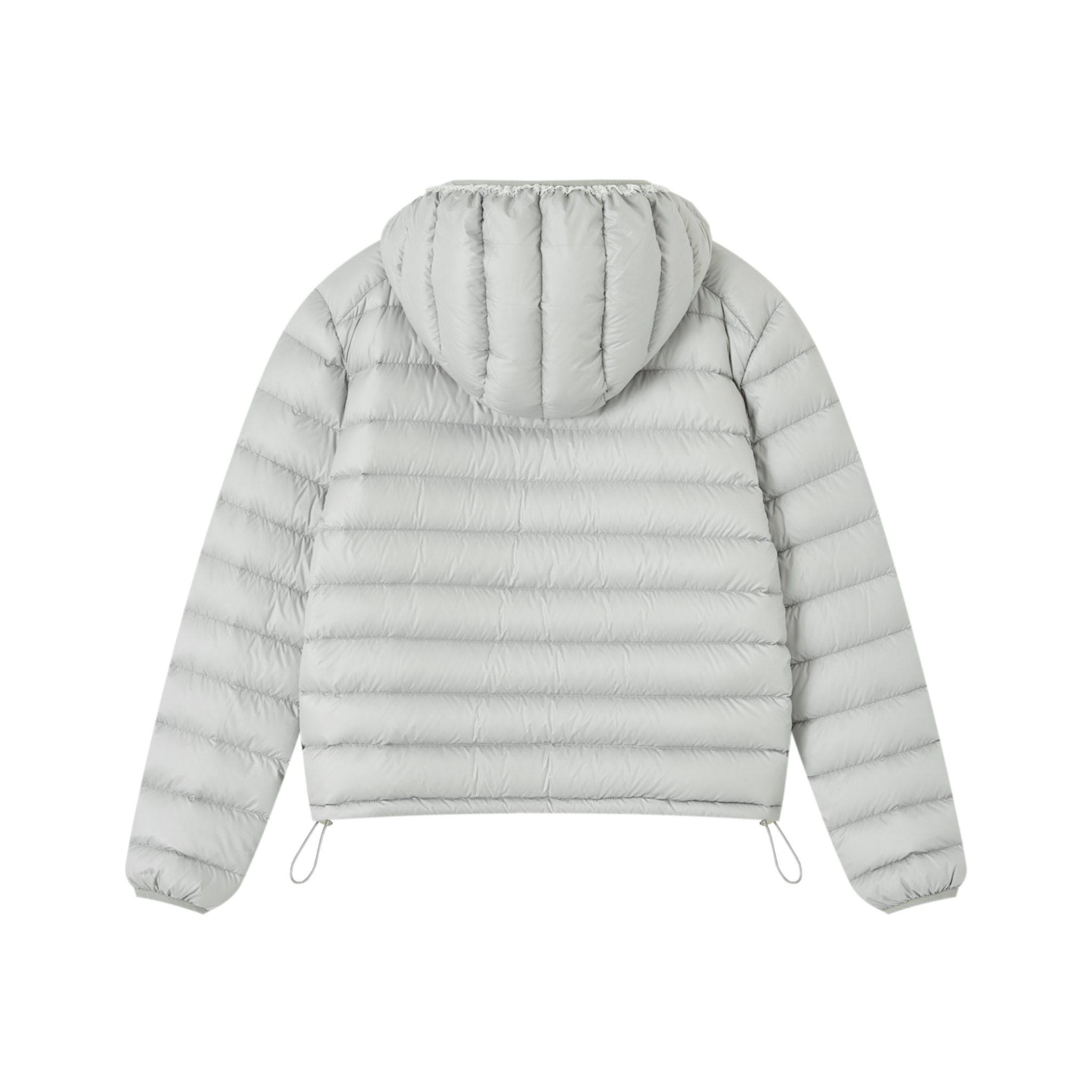 SOMESOWE Lace - trimmed Hooded Down Jacket in Gray | MADAX