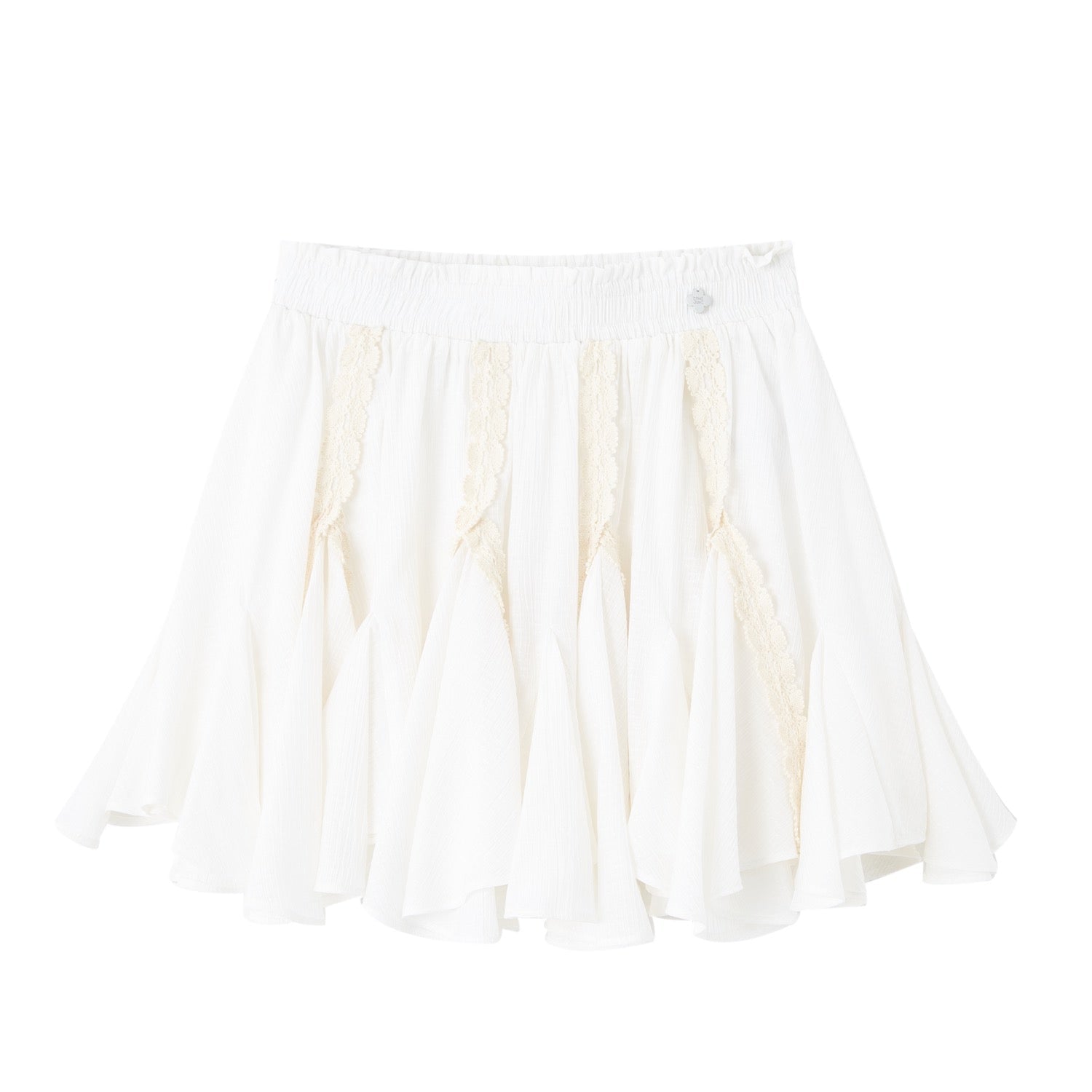 SOMESOWE Lace - trimmed Irregular Hem Mini Skirt In White | MADAX