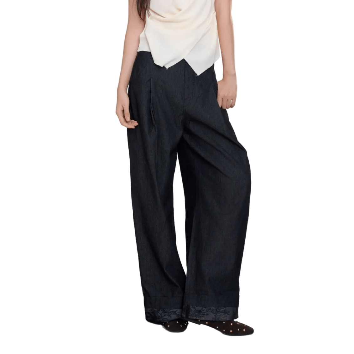 AIMME SPARROW Lace - trimmed Trousers In Black | MADAX