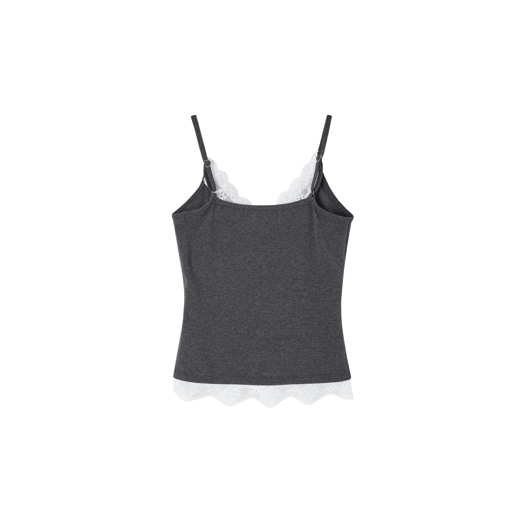 SOMESOWE Lace-trimmed V-neck Camisole in Dark Gray | MADAX