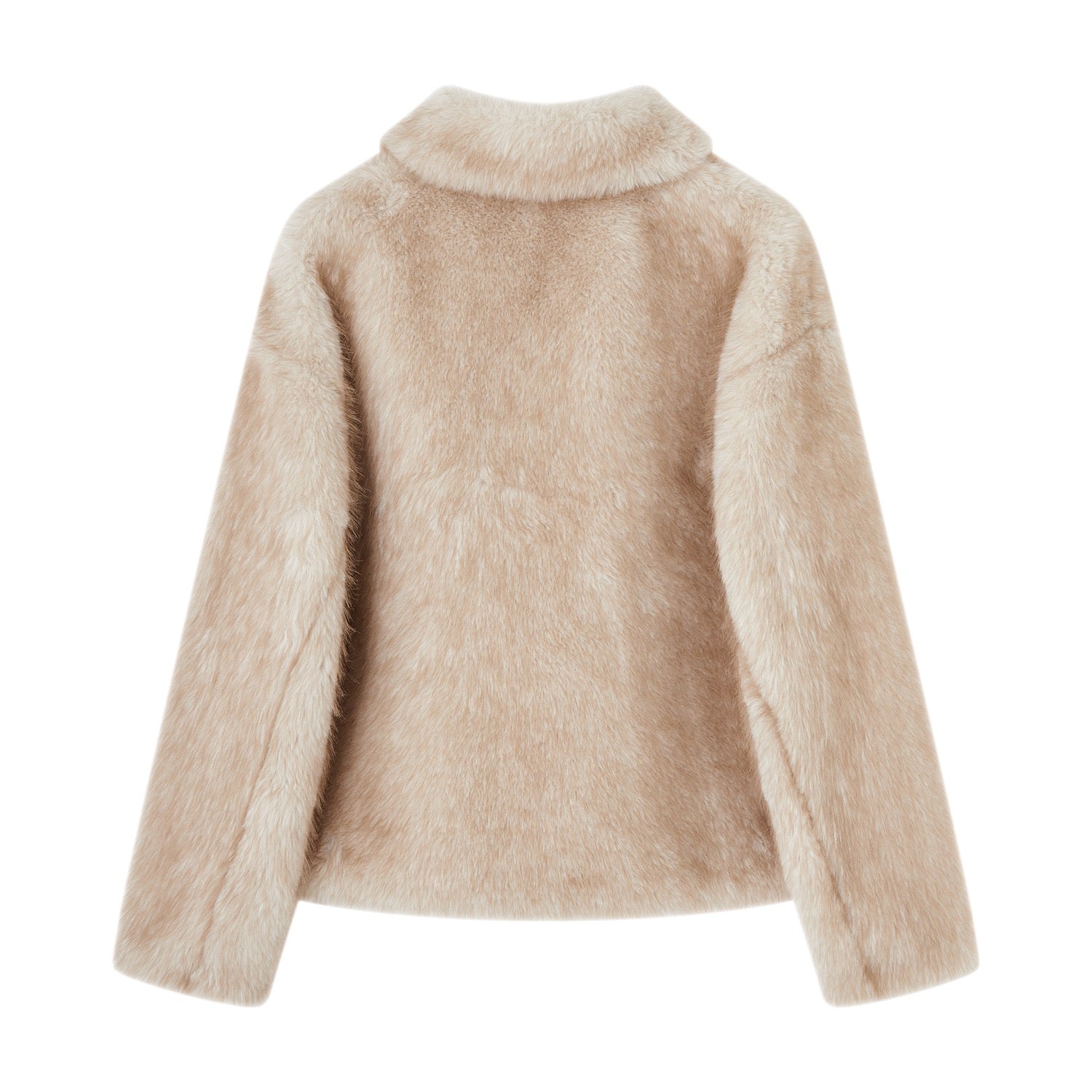SOMESOWE Lace - up Collar Plush Coat In Beige | MADAX
