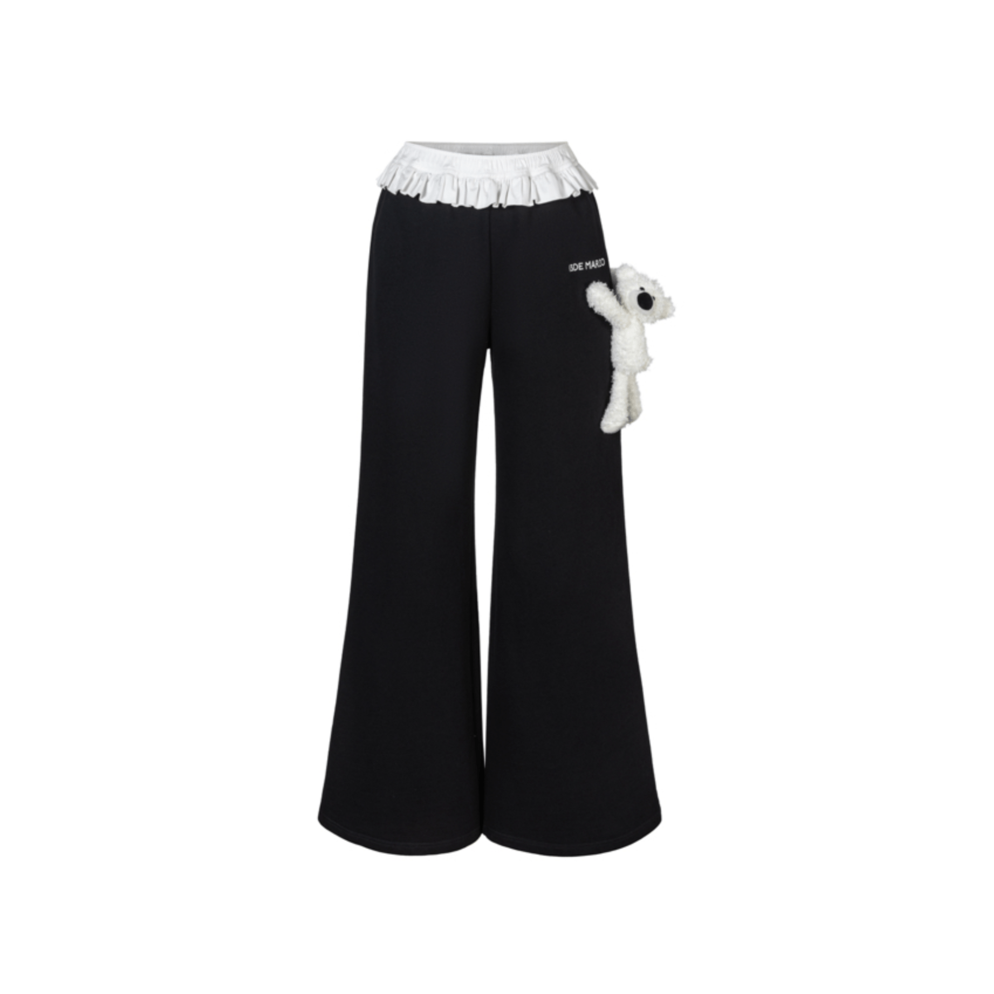 13DE MARZO Lace - up Waistband Sweatpants in Black | MADAX