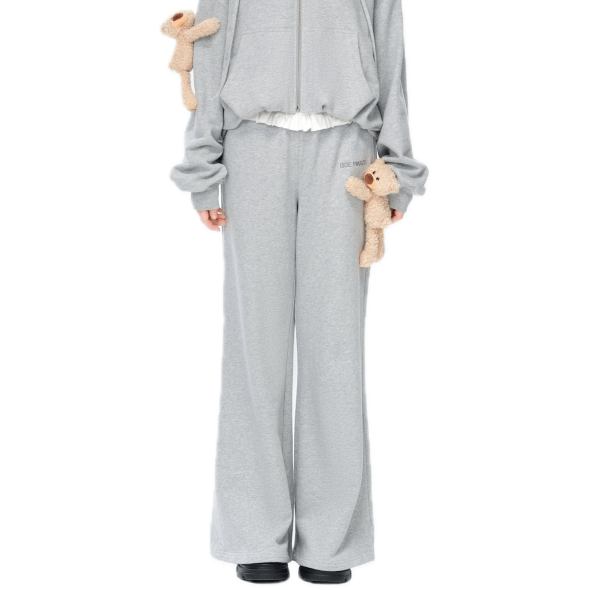 13DE MARZO Lace - up Waistband Sweatpants in Gray | MADAX