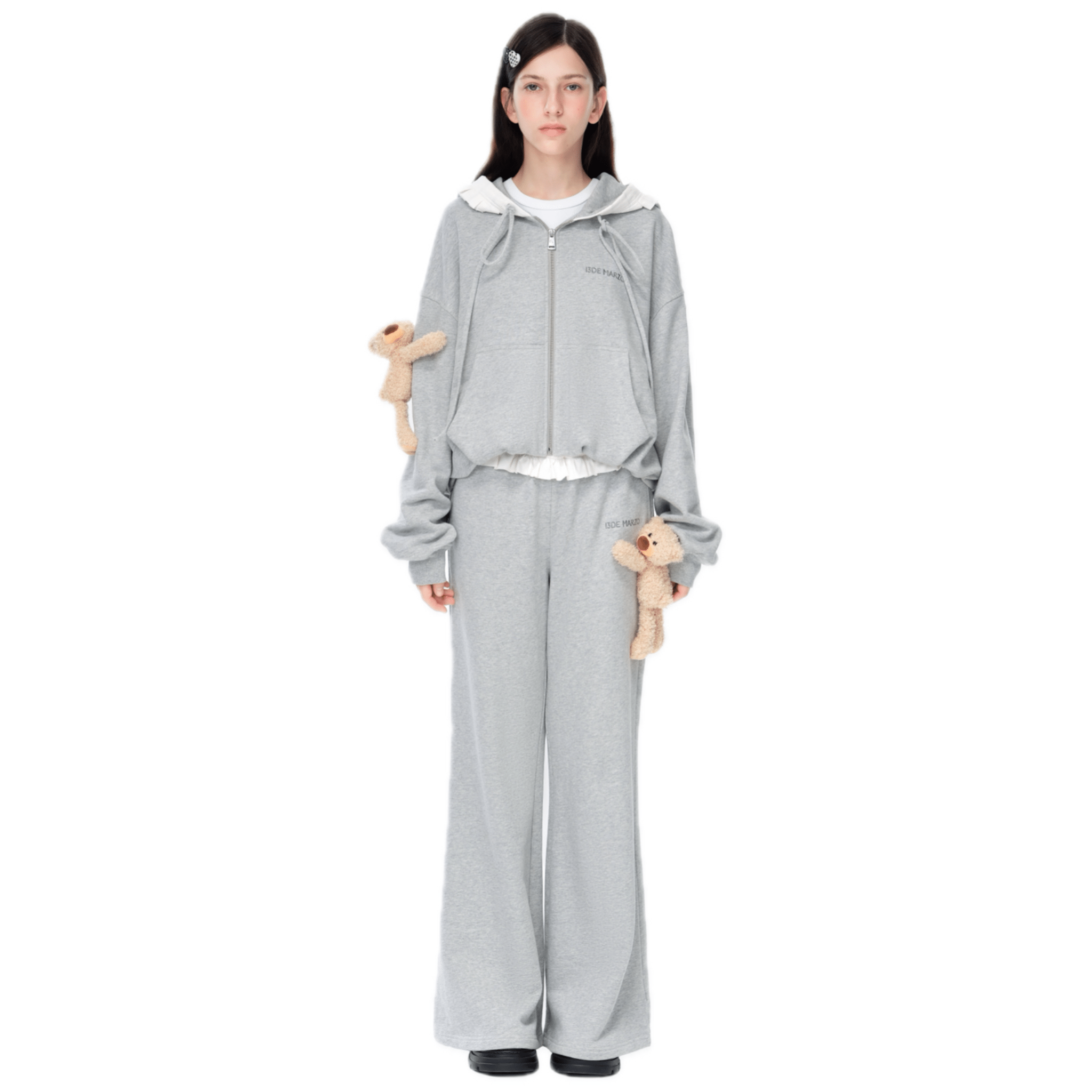 13DE MARZO Lace - up Waistband Sweatpants in Gray | MADAX