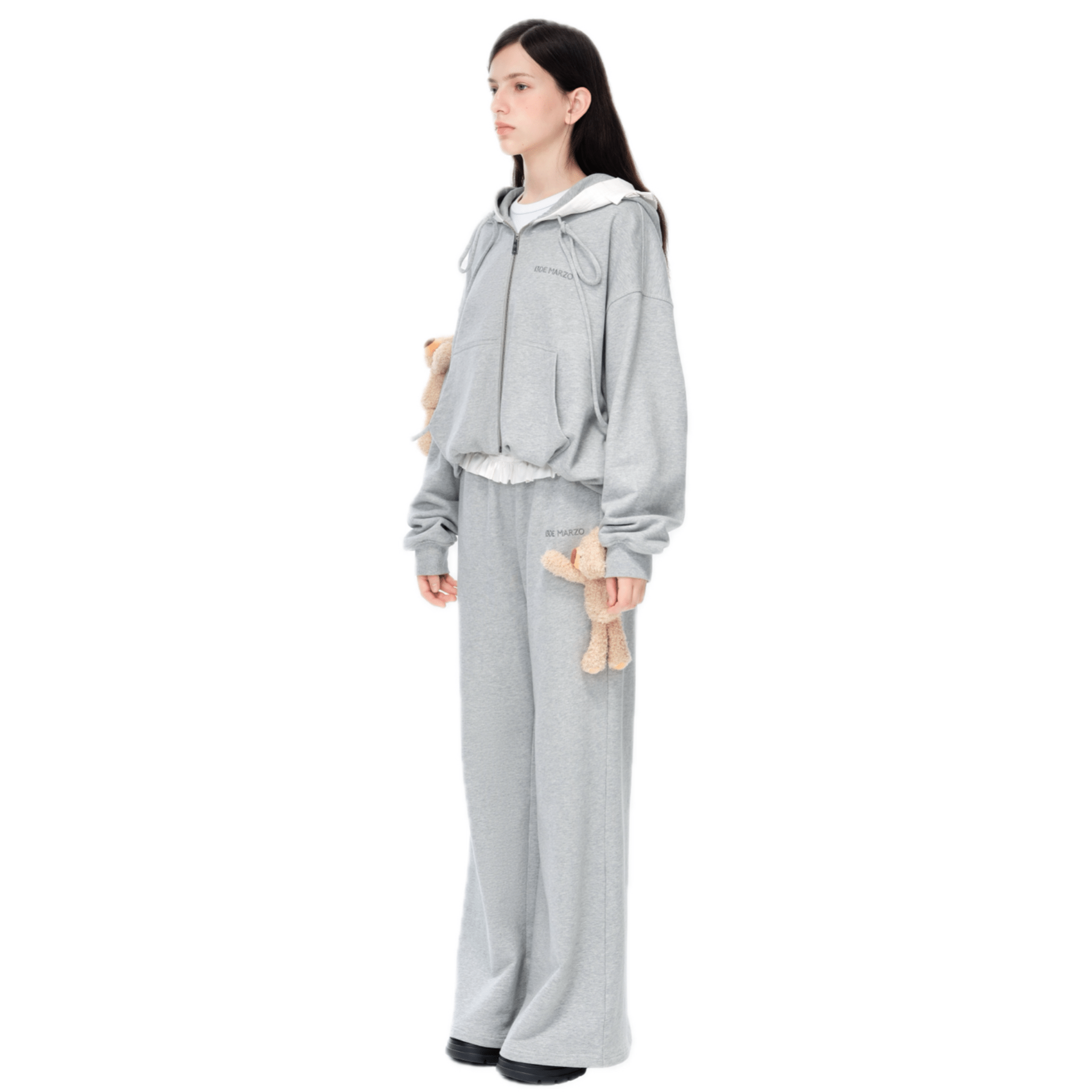 13DE MARZO Lace - up Waistband Sweatpants in Gray | MADAX