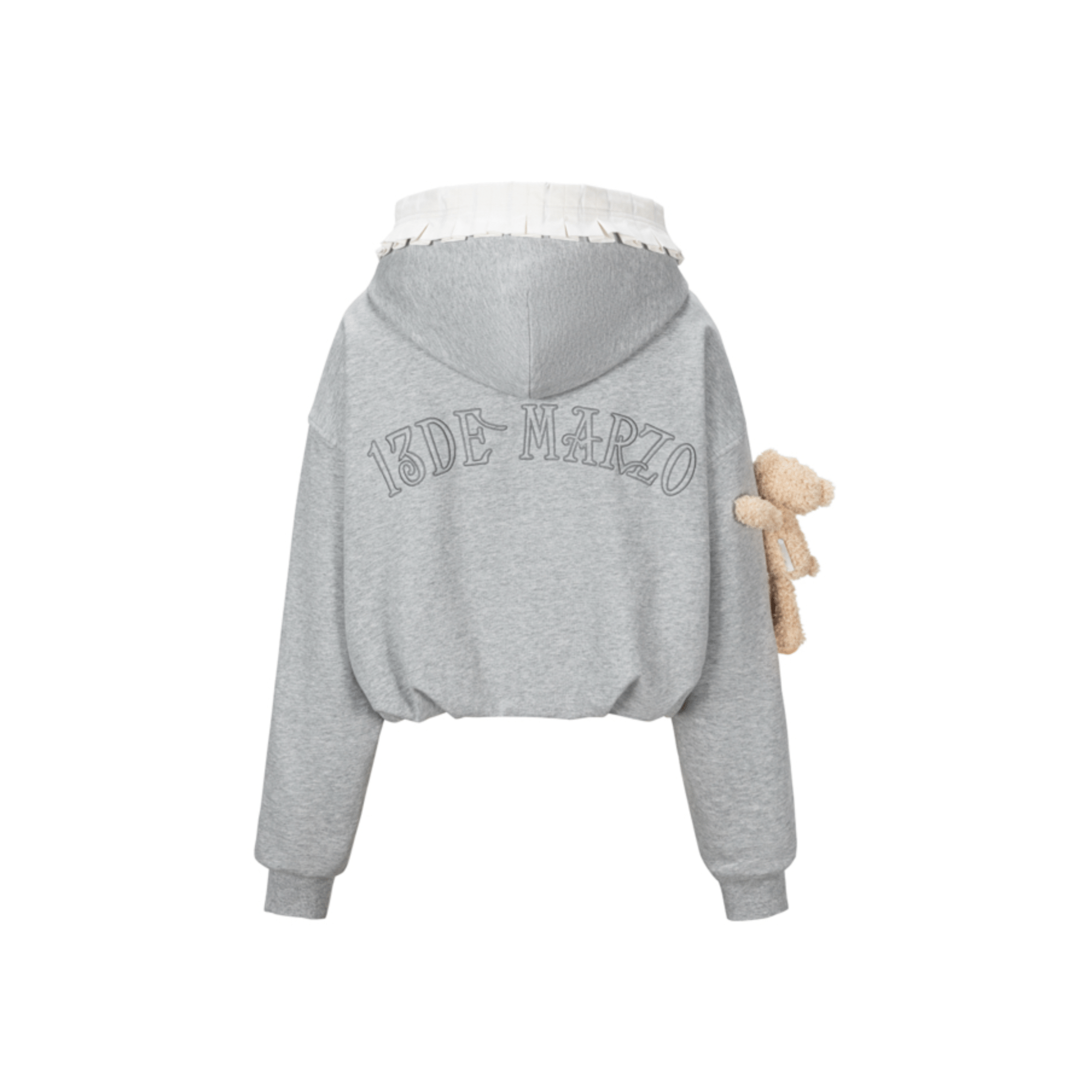 13DE MARZO Lace - up Zip - Up Hoodie in Gray | MADAX