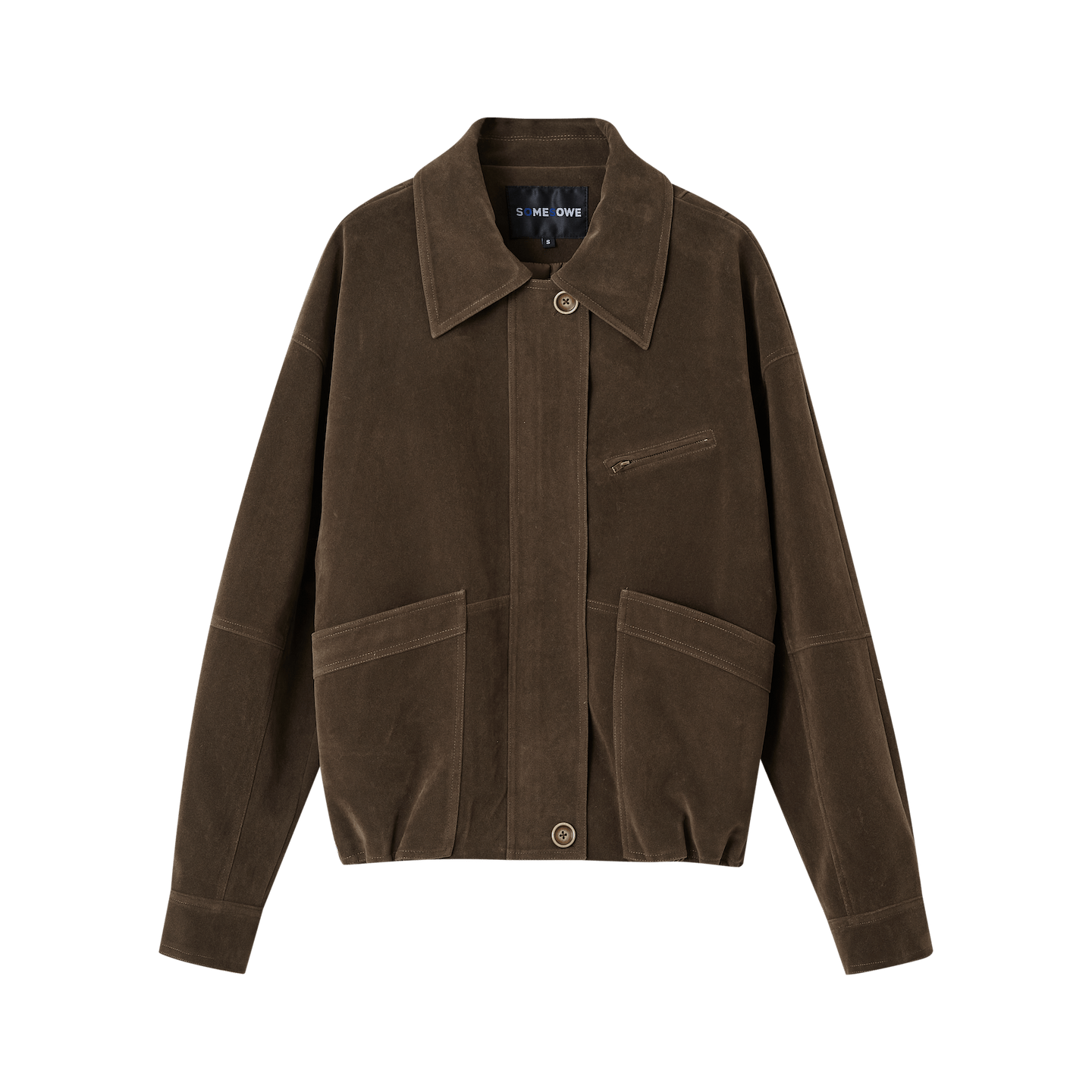 SOMESOWE Lapel Velvet Suede Oversized Jacket In Dark Brown | MADAX