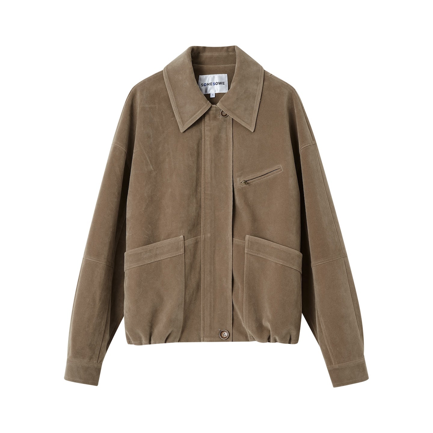 SOMESOWE Lapel Velvet Suede Oversized Jacket In Light Brown | MADAX