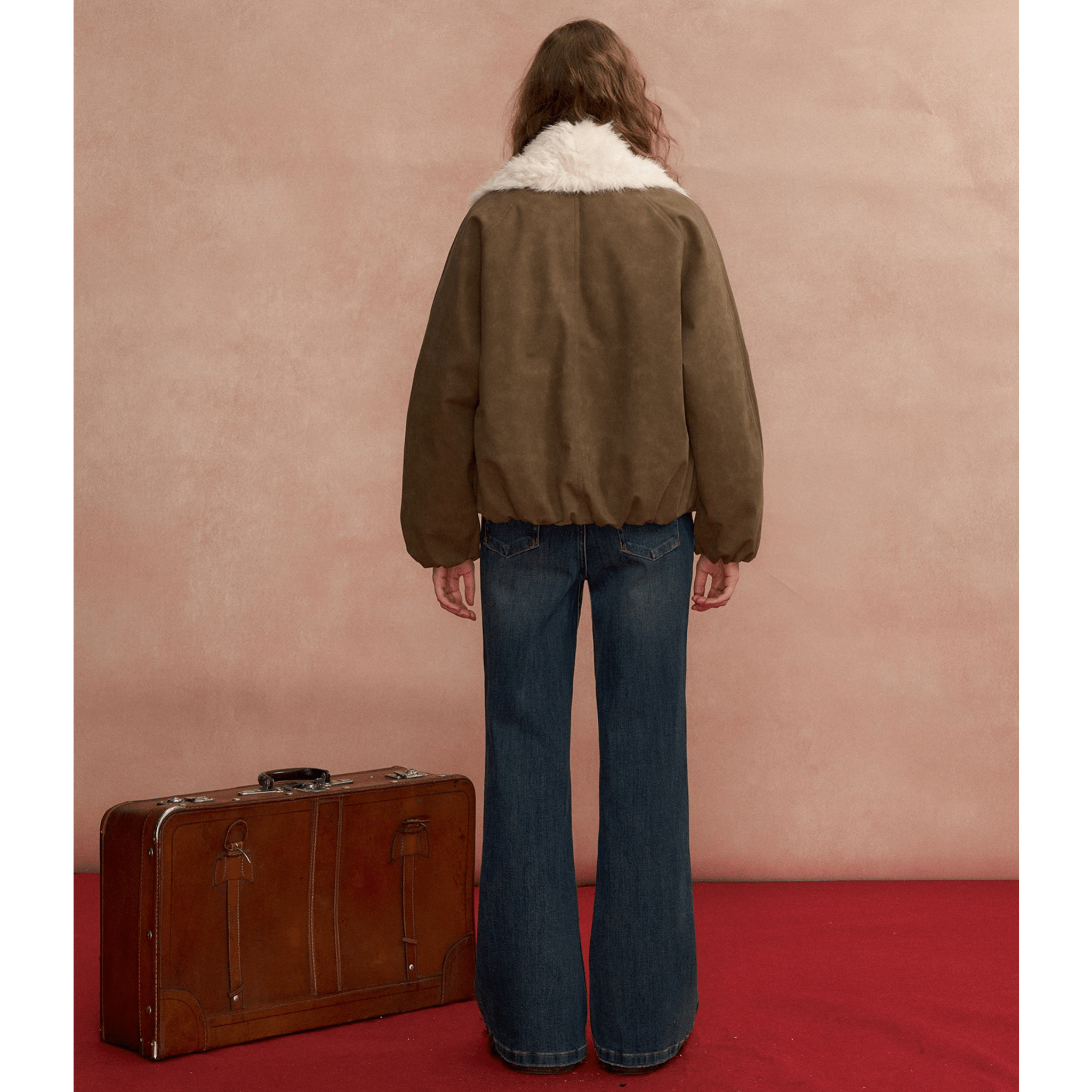 SOMESOWE Large Lapel Tulip - style Short Down Jacket in Khaki | MADAX