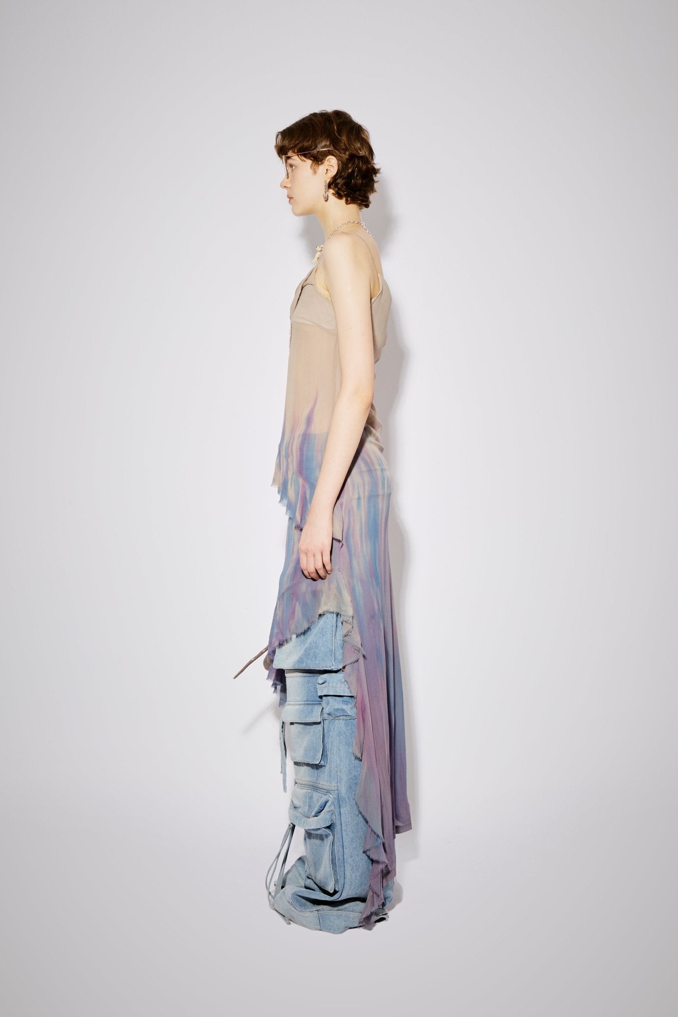 CPLUS SERIES Layered Gradient Ruffle Slip Dress | MADA IN CHINA