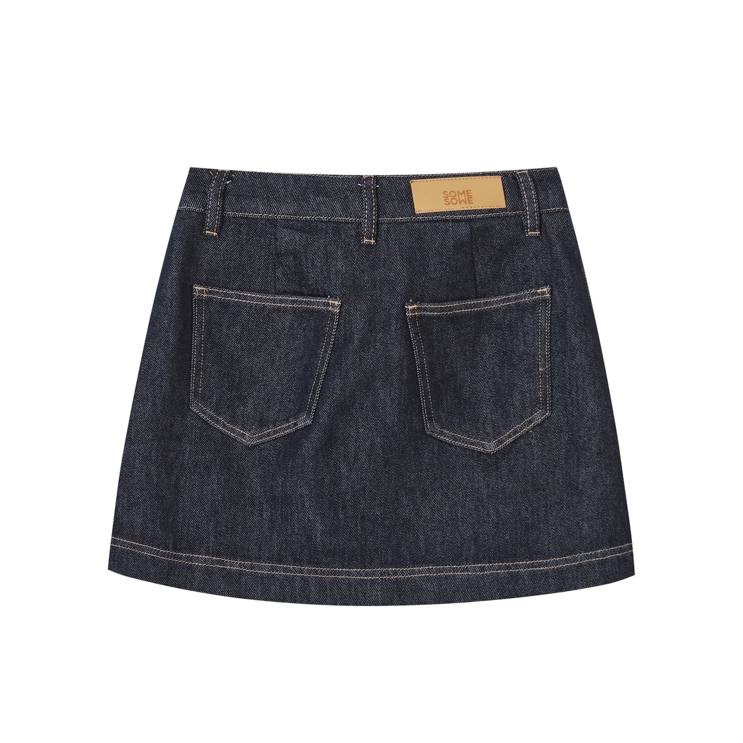 SOMESOWE Layered Loose Denim Skirt In Dark Blue | MADAX