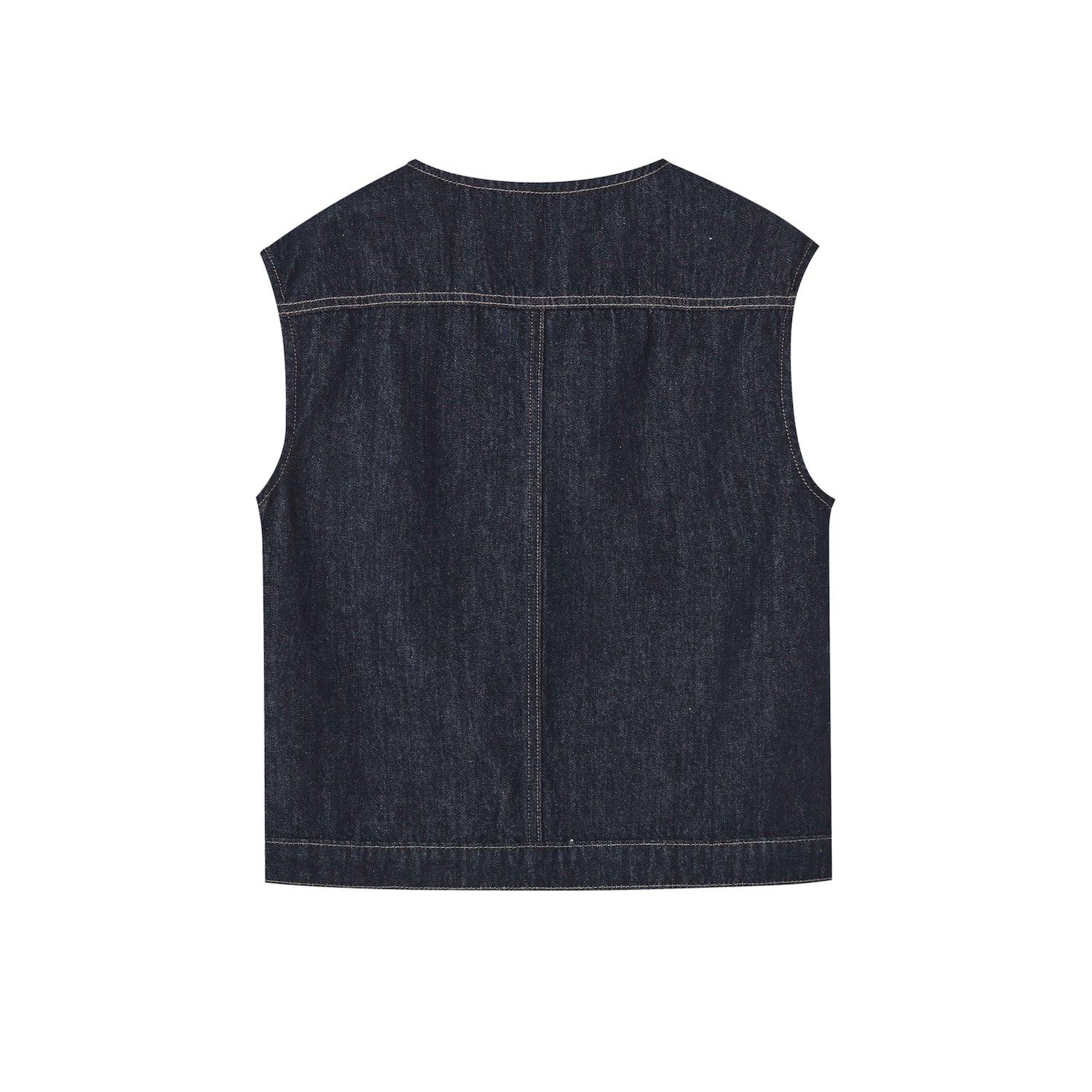 SOMESOWE Layered Loose Denim Vest In Dark Blue | MADAX
