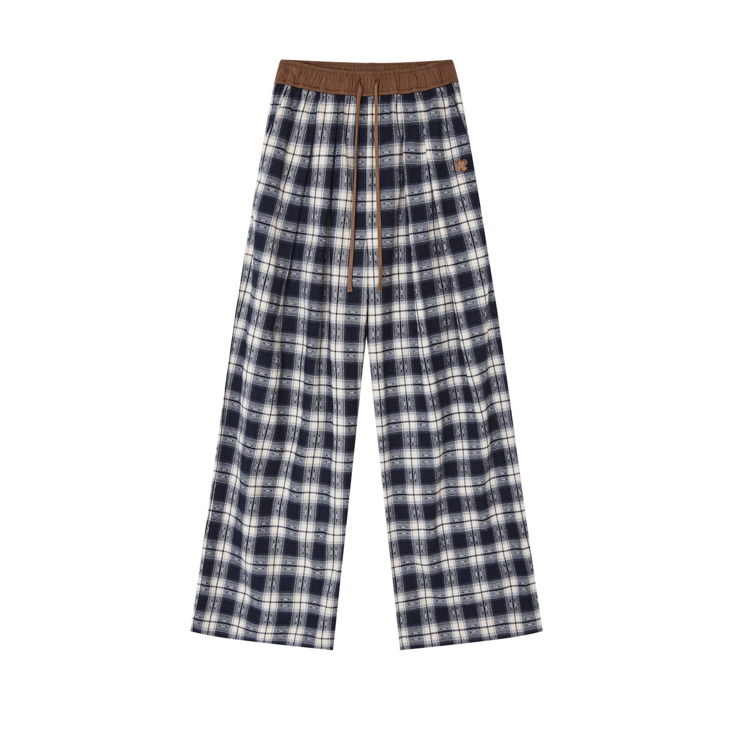 SOMESOWE Lazy Plaid Wide - leg Casual Pants In Blue And White | MADAX