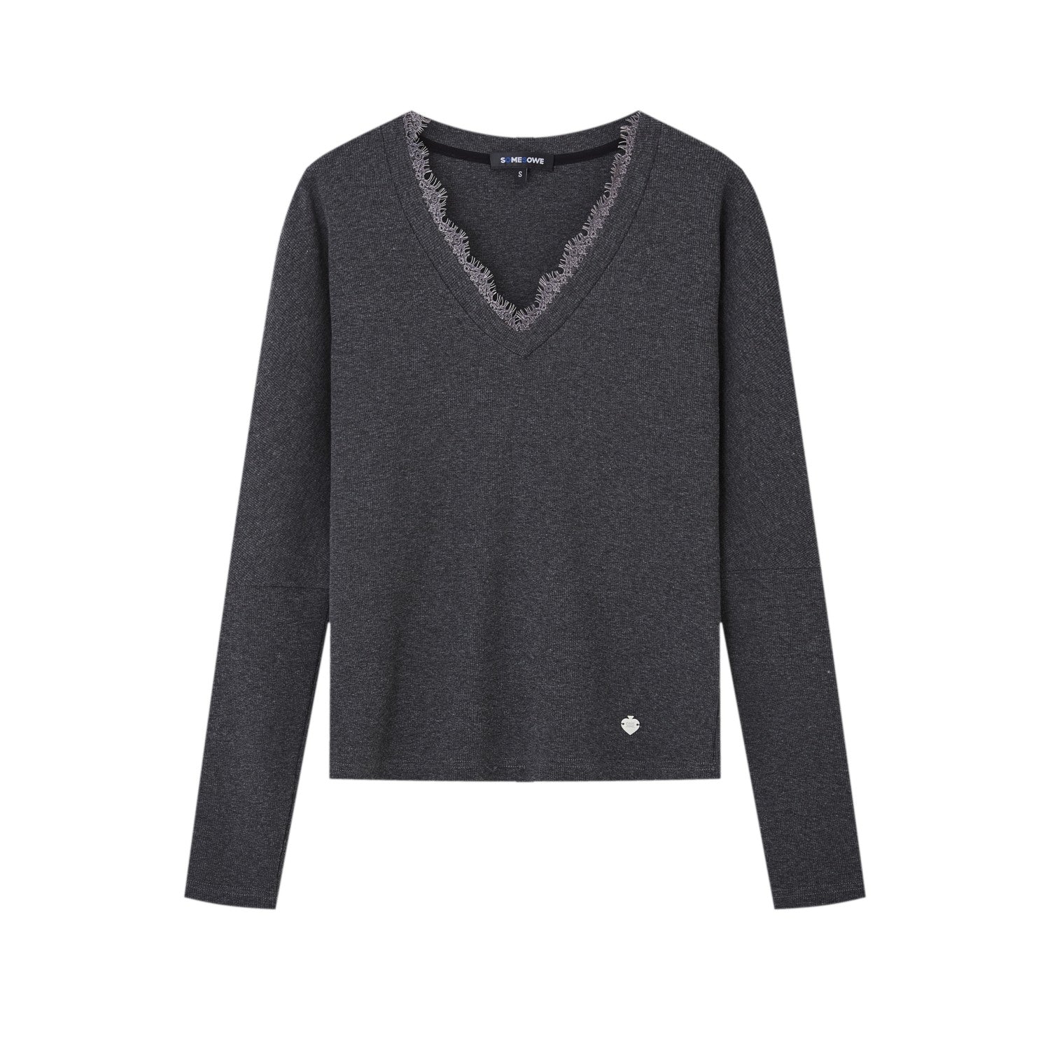 SOMESOWE Lazy Style Bat Sleeve V - neck Top In Dark Gray | MADAX