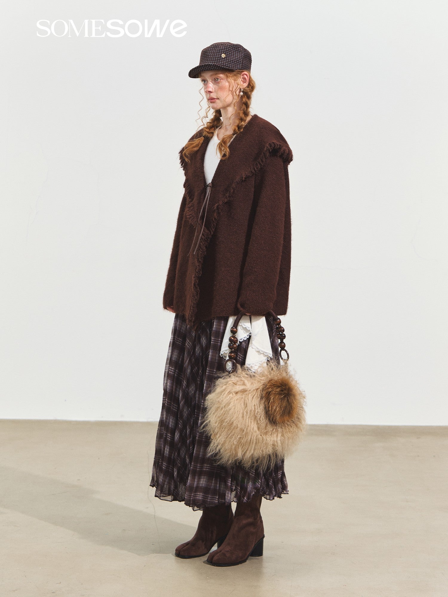 SOMESOWE Lazy Style Tassel Hooded Cardigan In Brown | MADAX