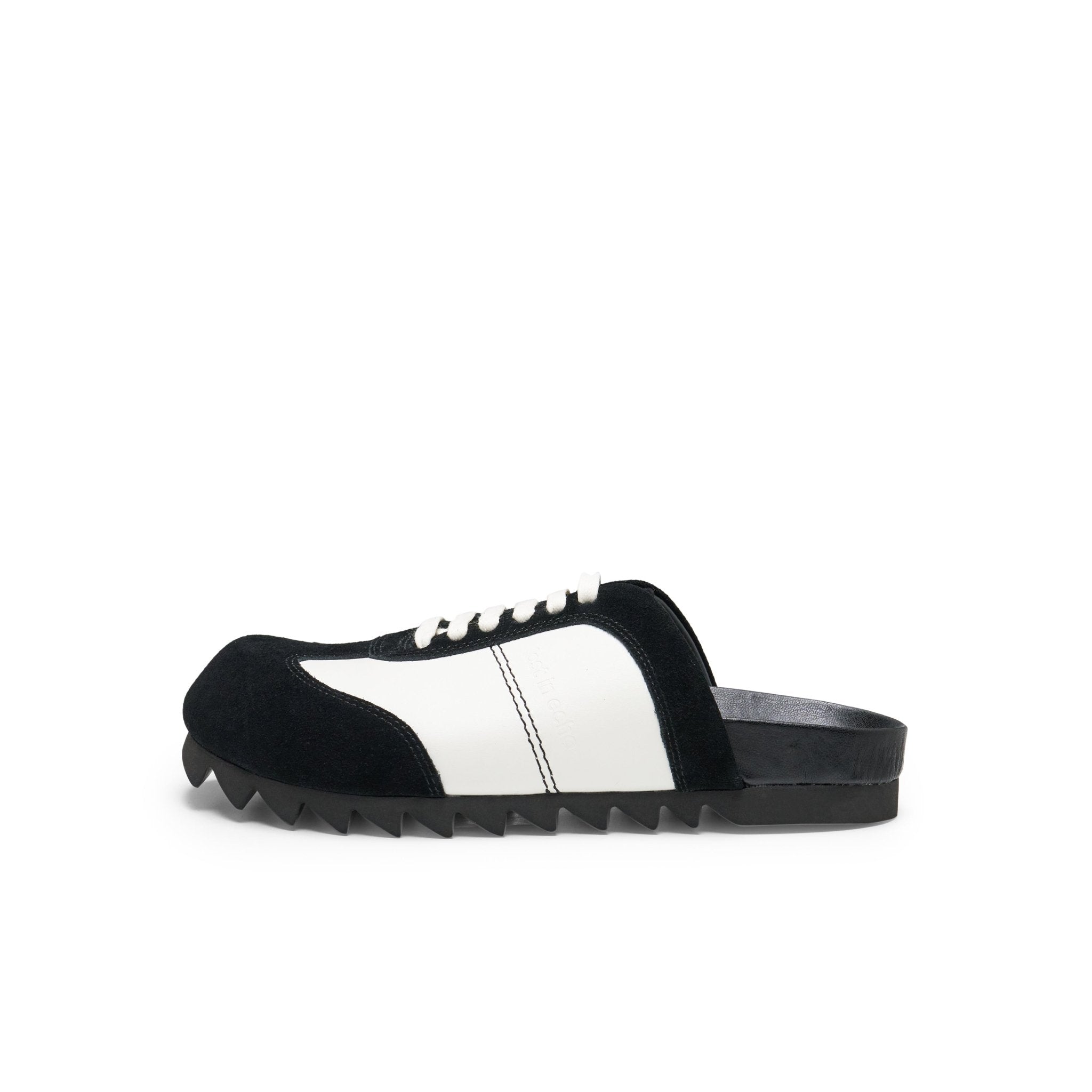 LOST IN ECHO Leisure German Training Bun Head Birkenstock Slippers In Black White | MADAX