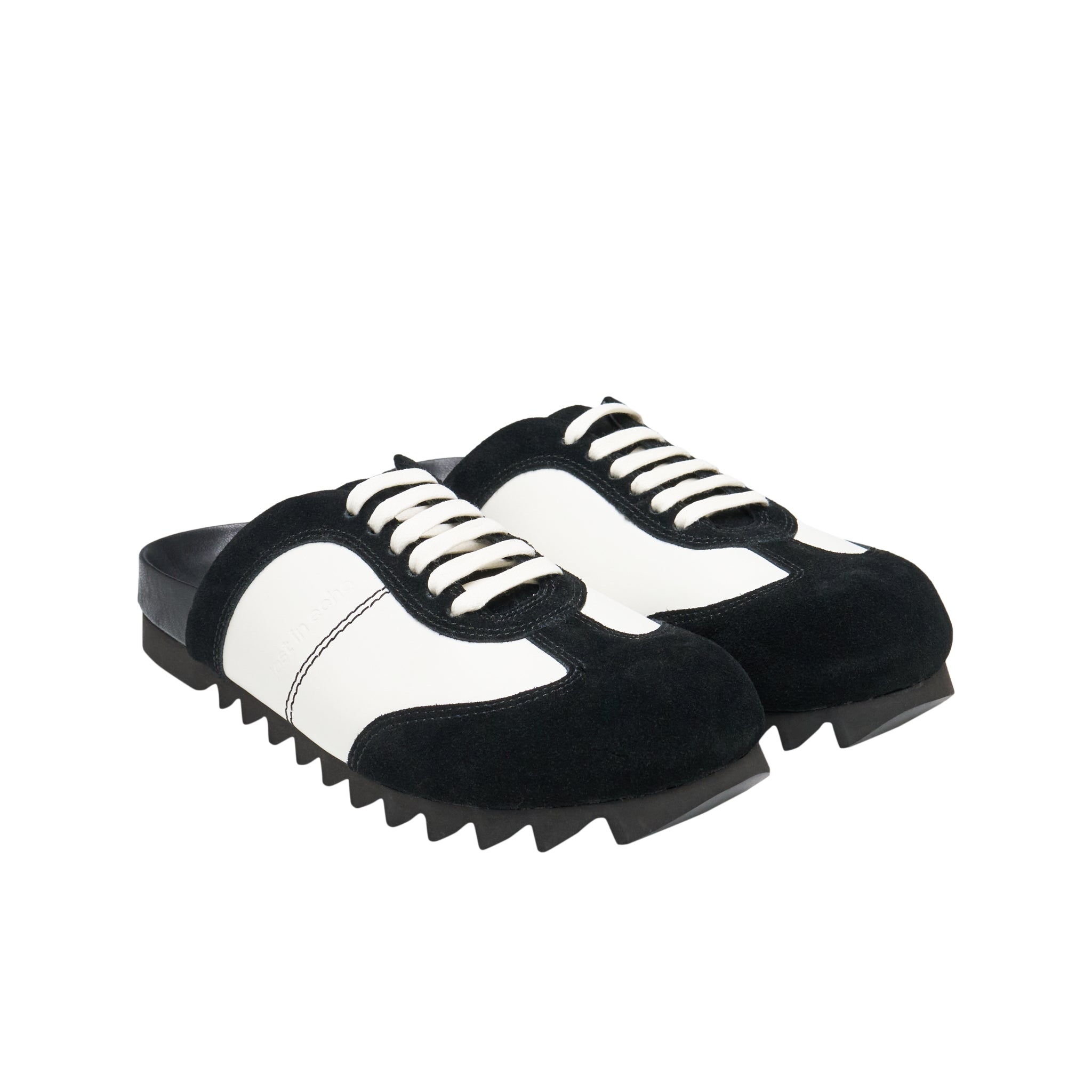 LOST IN ECHO Leisure German Training Bun Head Birkenstock Slippers In Black White | MADAX