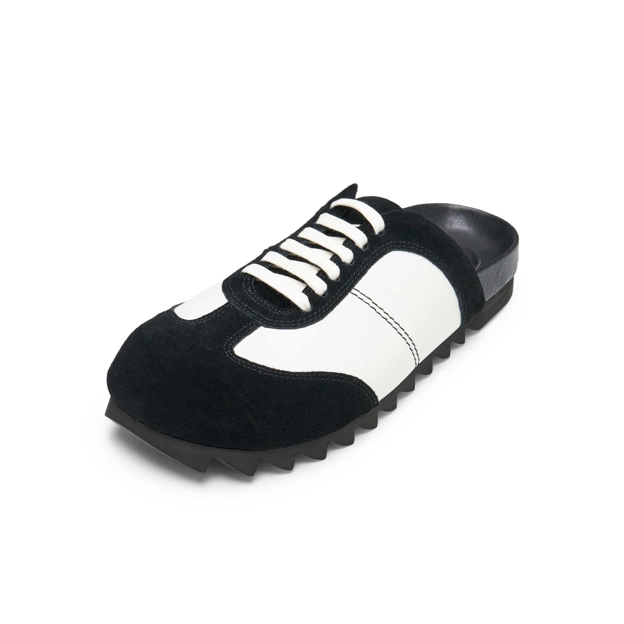 LOST IN ECHO Leisure German Training Bun Head Birkenstock Slippers In Black White | MADAX