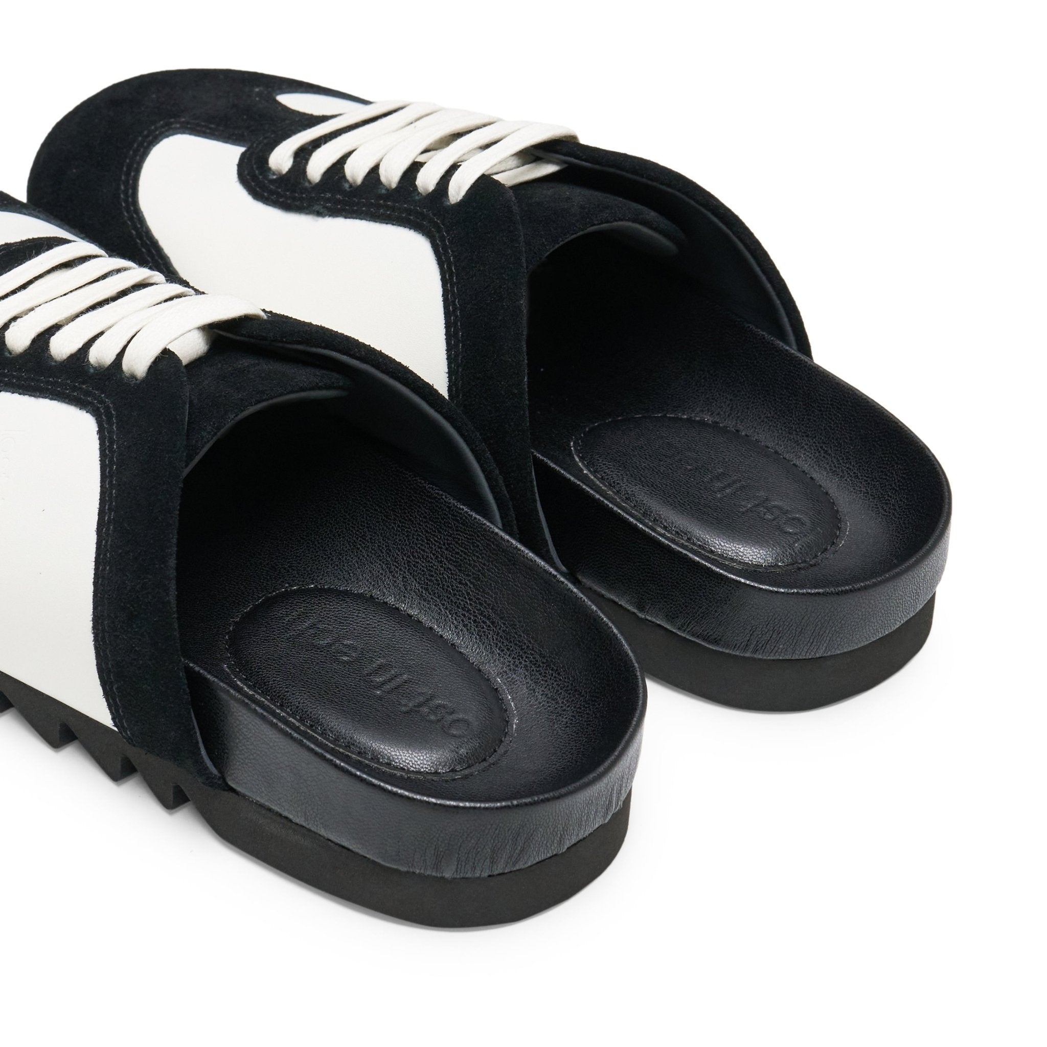 LOST IN ECHO Leisure German Training Bun Head Birkenstock Slippers In Black White | MADAX