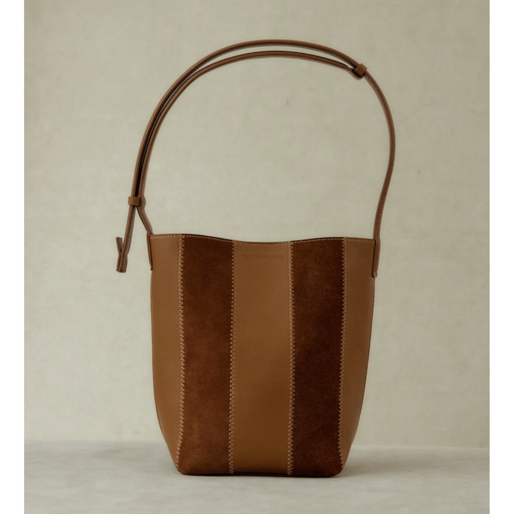 The Yellow Shop Lene Tote Bag Striped Bucket Tote Bag in Brown | MADAX
