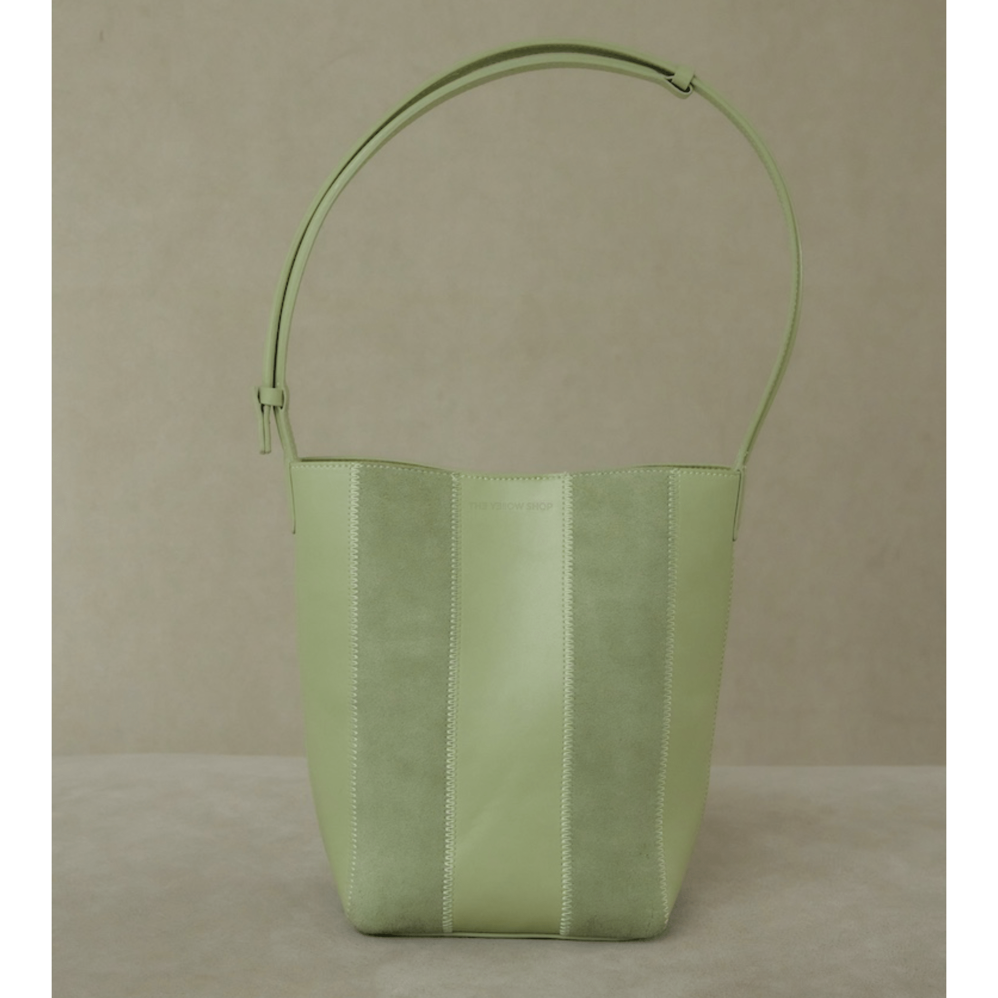 The Yellow Shop Lene Tote Bag Striped Bucket Tote Bag in Green | MADAX