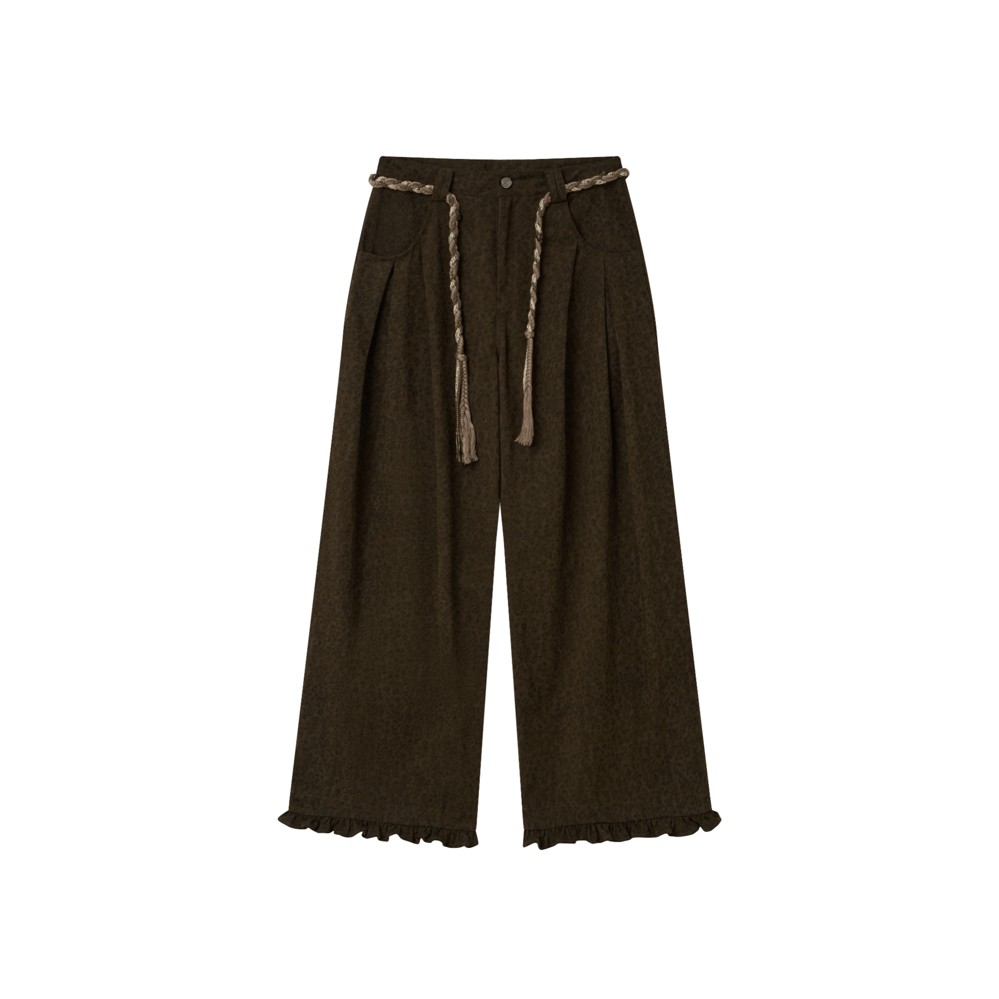 CHAOSCHAOS Leopard Print Pleated Trousers | MADAX