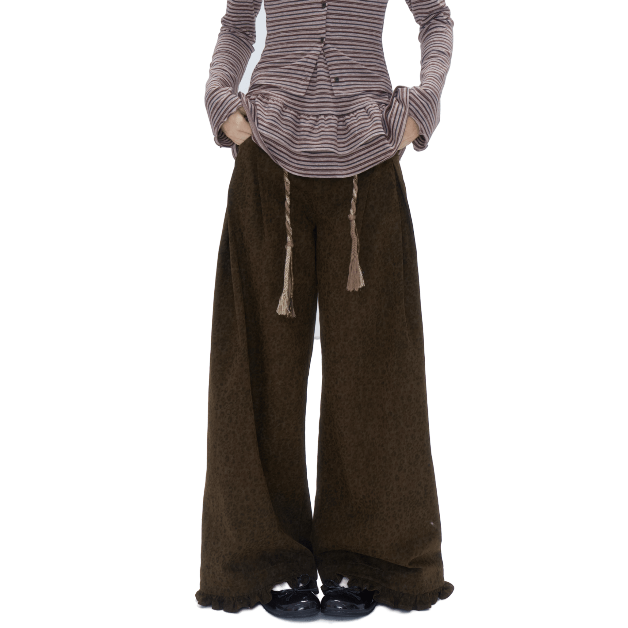 CHAOSCHAOS Leopard Print Pleated Trousers | MADAX