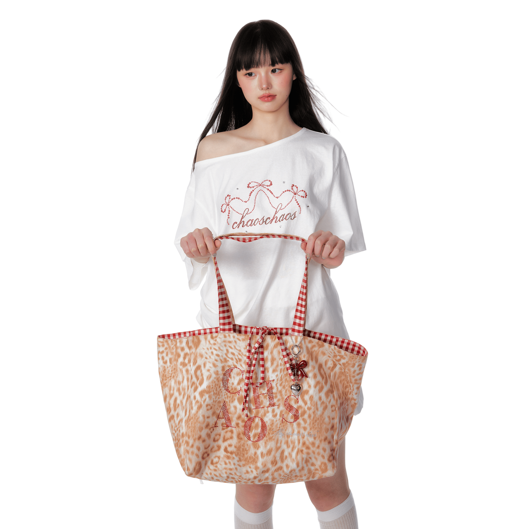 CHAOSCHAOS Leopard Print Rhinestone Double - Sided Tote Bag (with Free Pendant) | MADAX