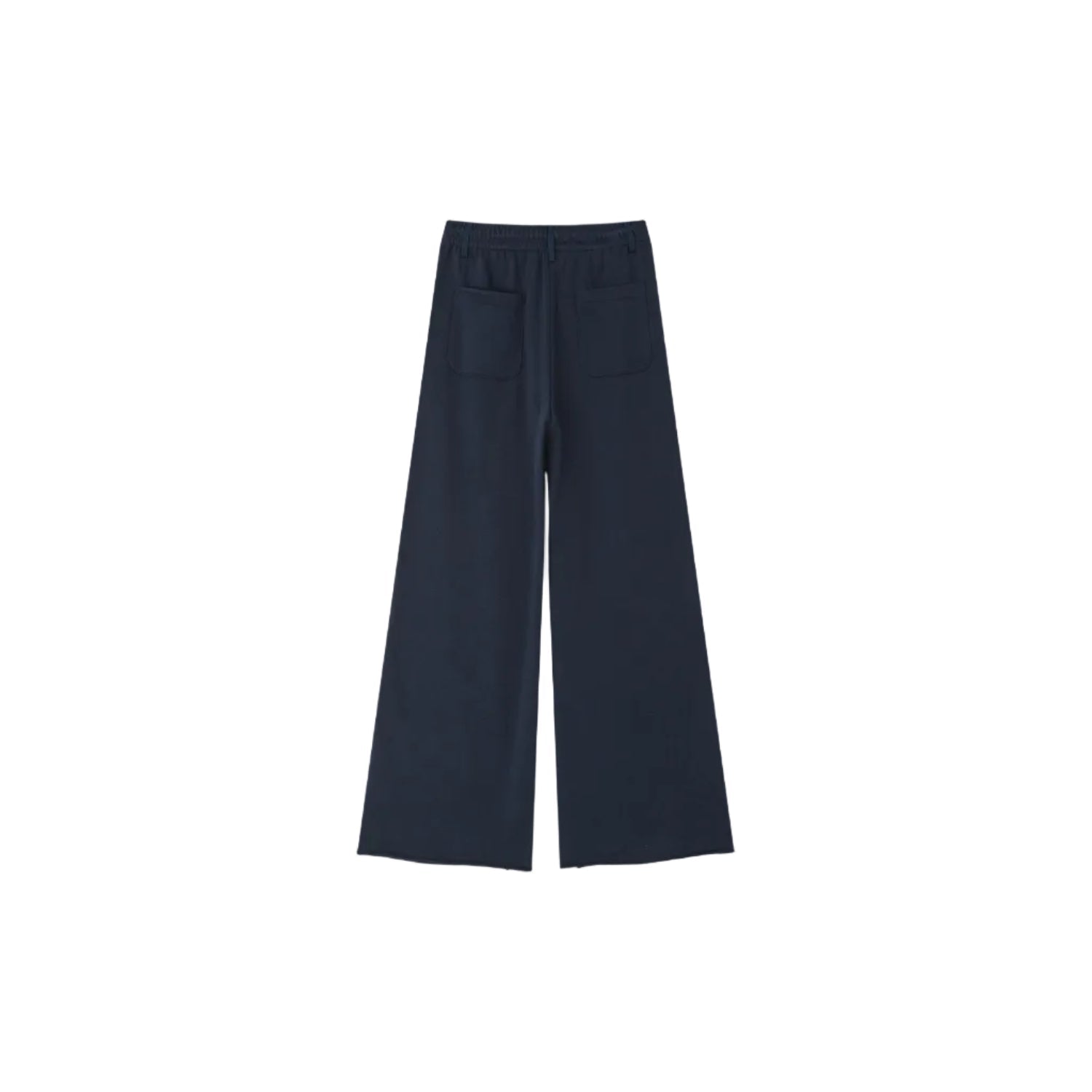 SOMESOWE Letter Print Casual Wide-Leg Pants in Navy Blue | MADAX