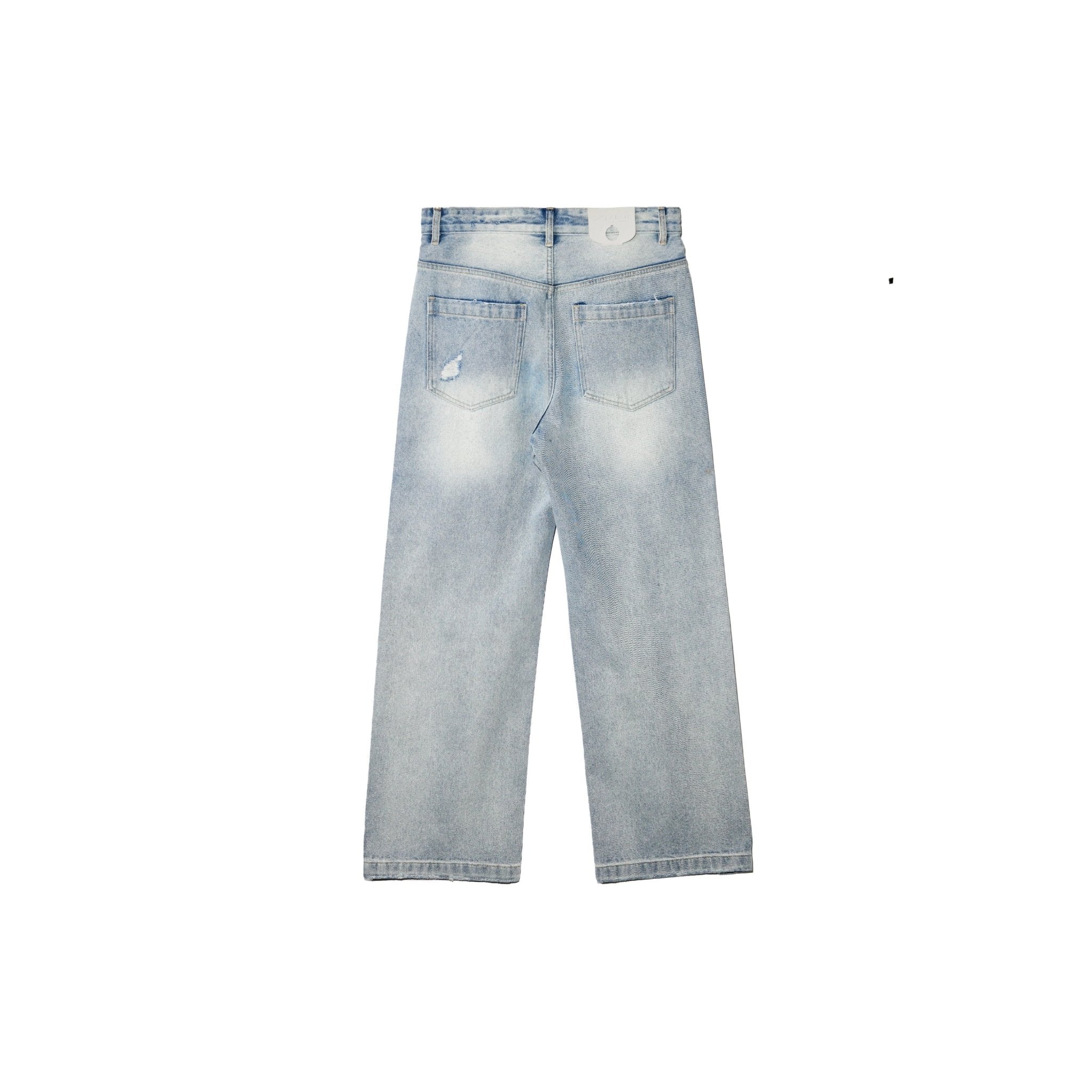 ARCH Light Blue Washed Destroyed Straight Leg Denim Trousers Female | MADA IN CHINA