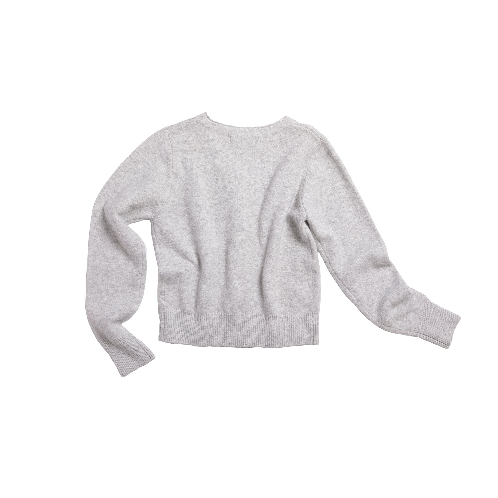 Climax Vision Light Gray Daisy Embroidery V - Neck Knitted Cardigan | MADAX