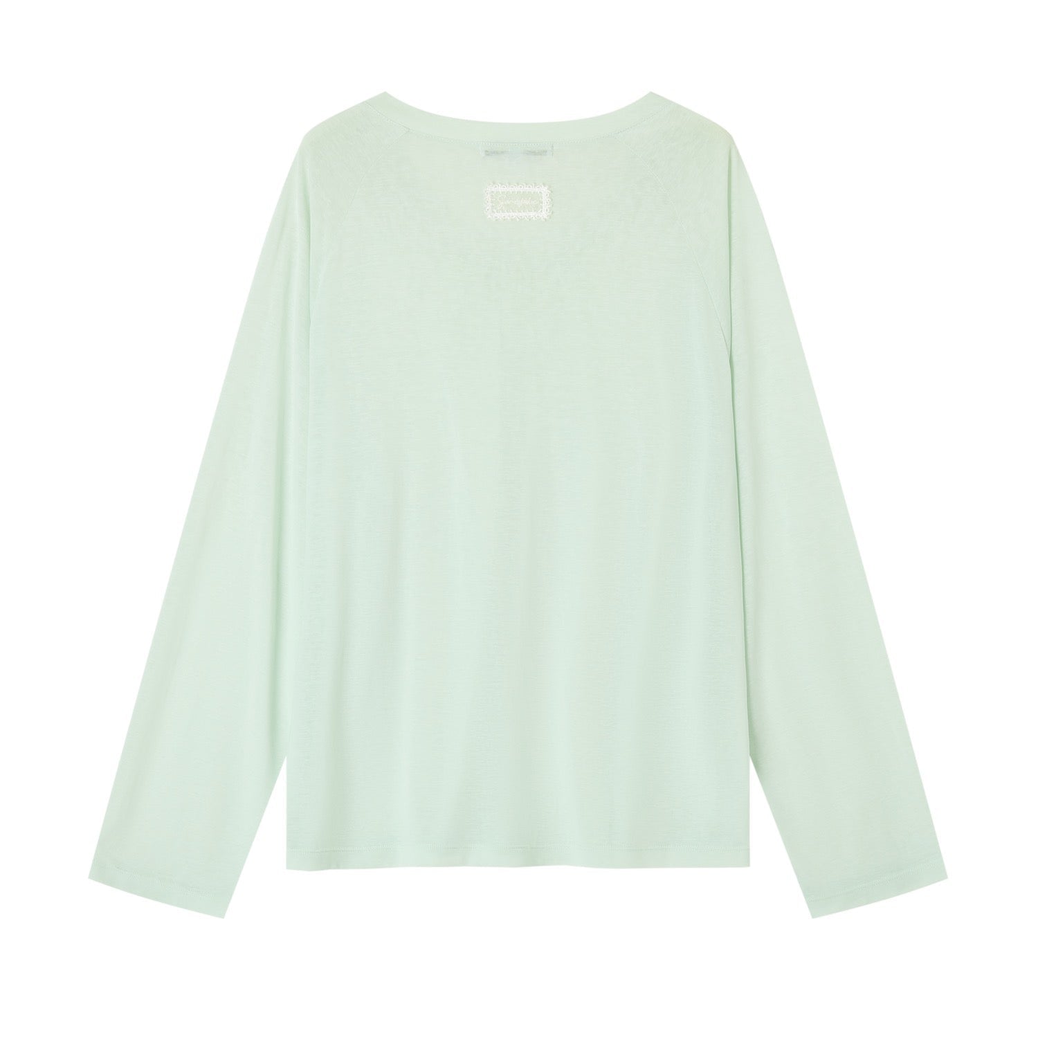 SOMESOWE Light Green V-Neck Long-Sleeved T-Shirt | MADAX