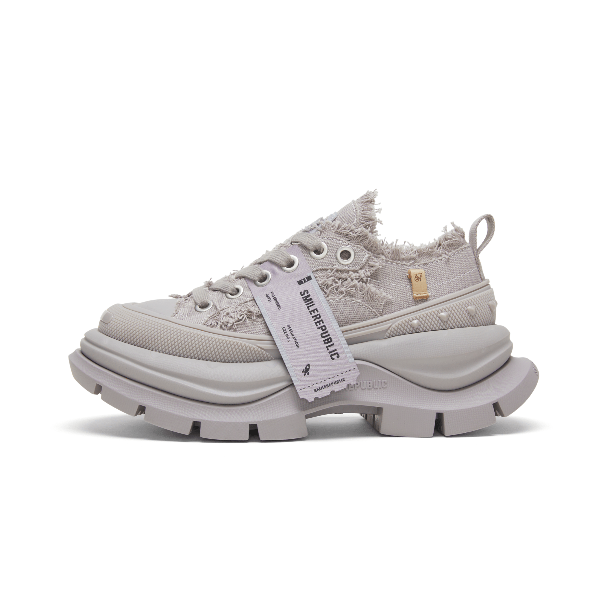 SMILEREPUBLIC Light Grey Low - top Open - mouthed Thick - soled Canvas Shoes 2.0 | MADAX