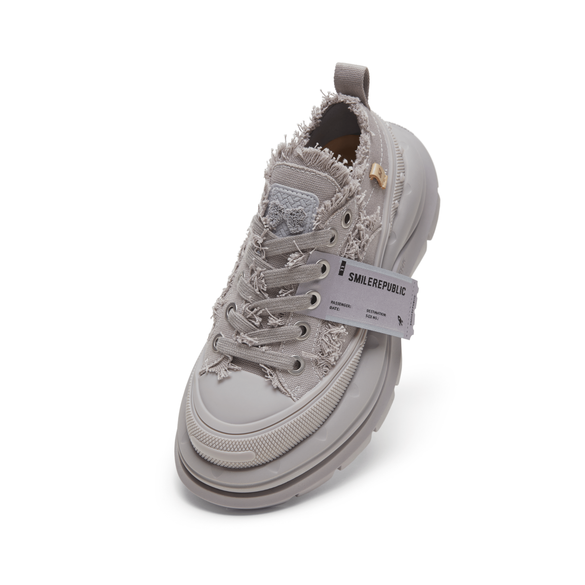 SMILEREPUBLIC Light Grey Low - top Open - mouthed Thick - soled Canvas Shoes 2.0 | MADAX