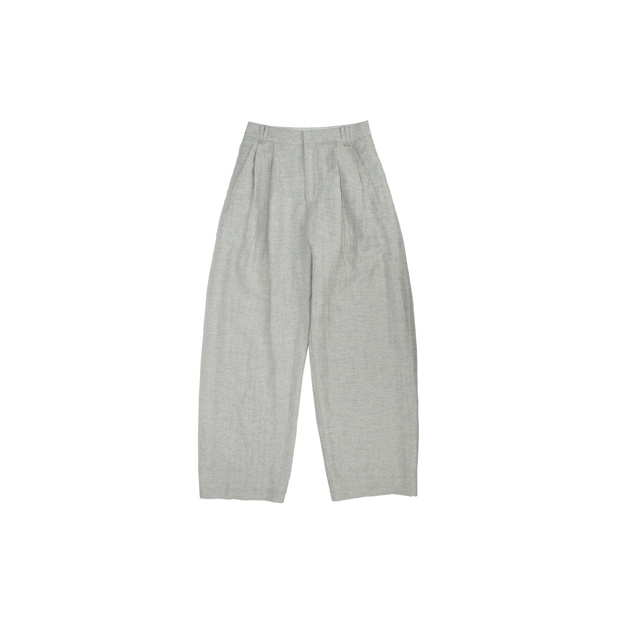 ilEWUOY Linen Back-pleated Wide-leg Pants in Grey | MADA IN CHINA