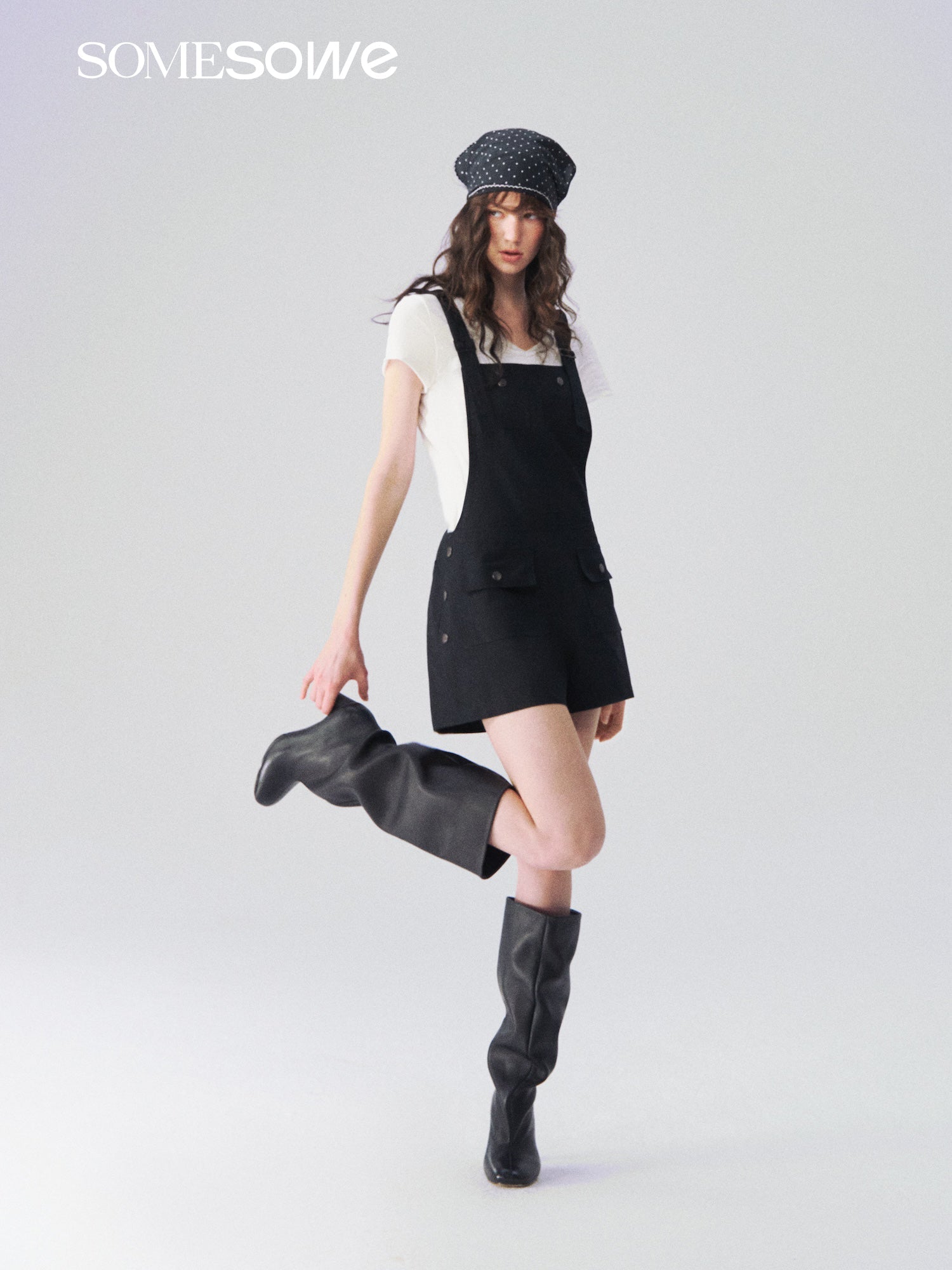 SOMESOWE Linen Overalls Shorts In Black | MADAX