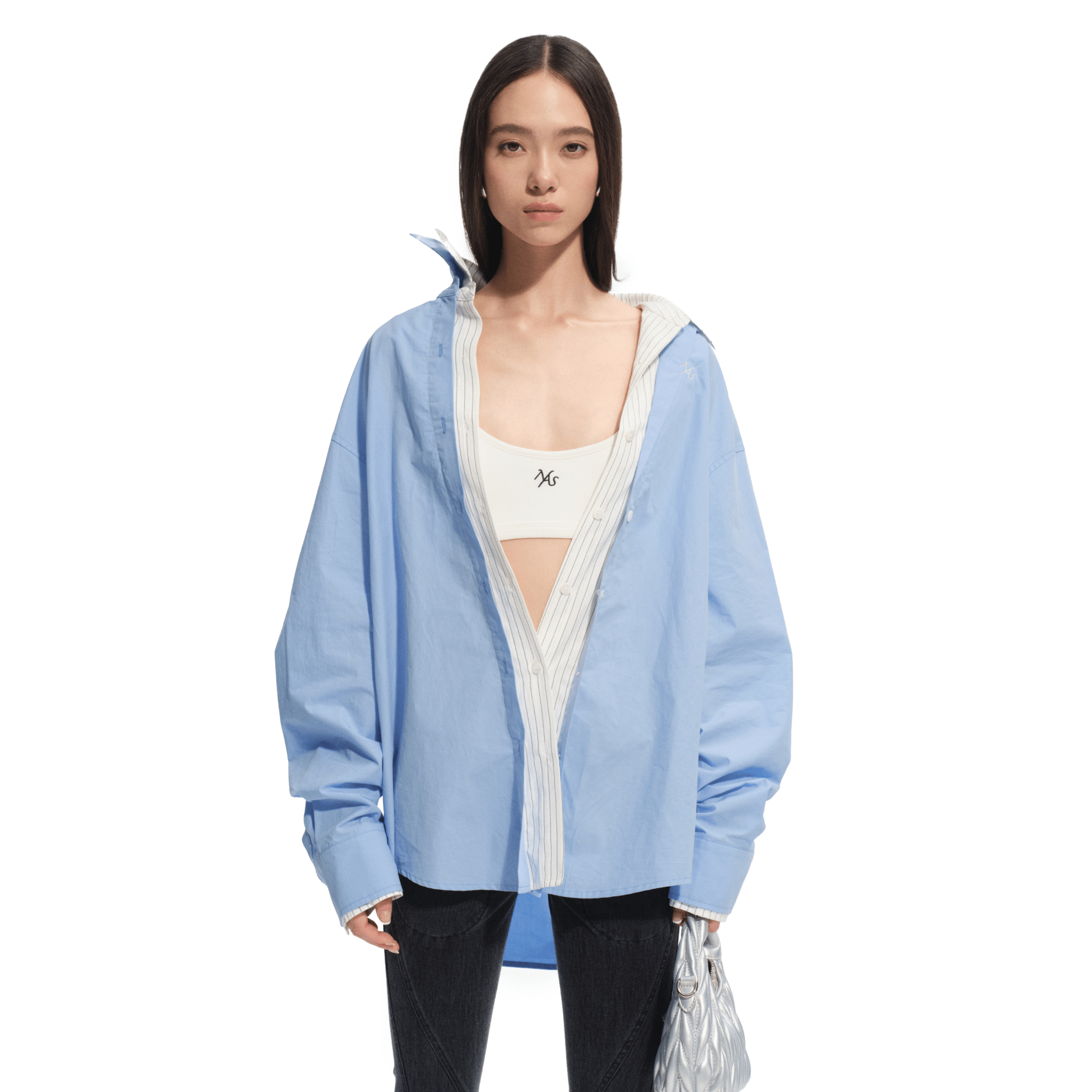 NAWS Lisbon Patchwork Shirt in Cloud Blue | MADAX