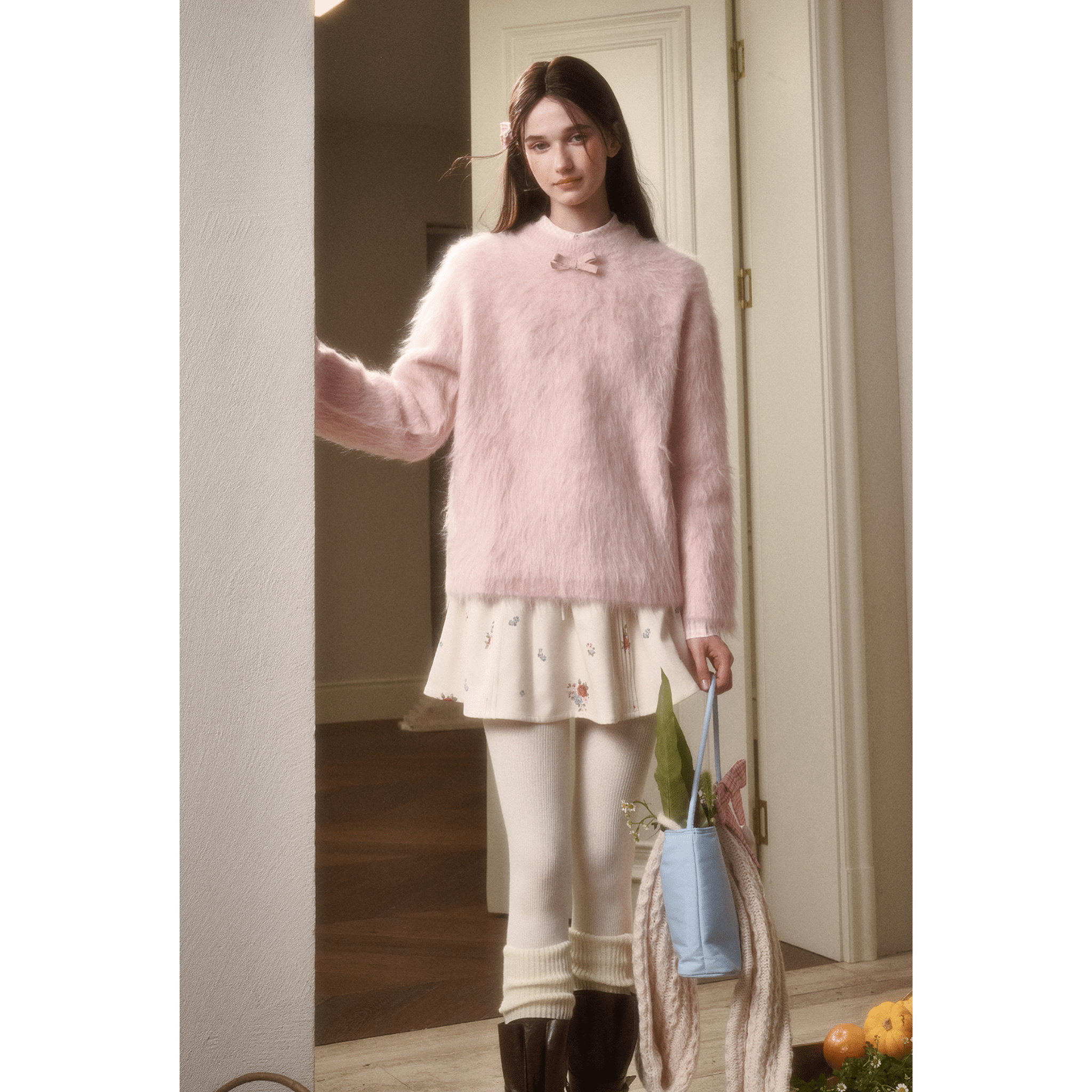 Group of Universe “Little Lamb” Crew Neck Sweater in Pink | MADAX