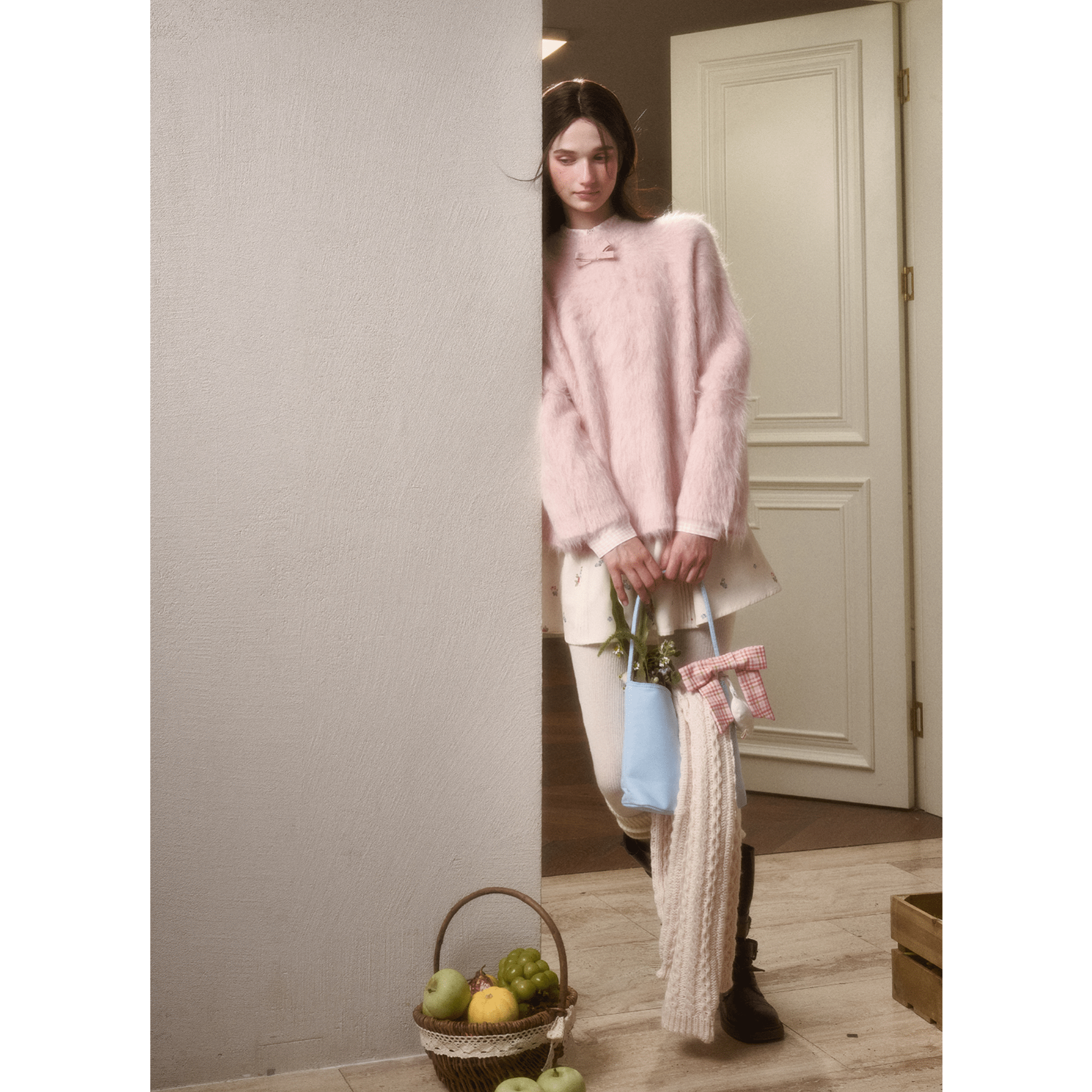 Group of Universe “Little Lamb” Crew Neck Sweater in Pink | MADAX